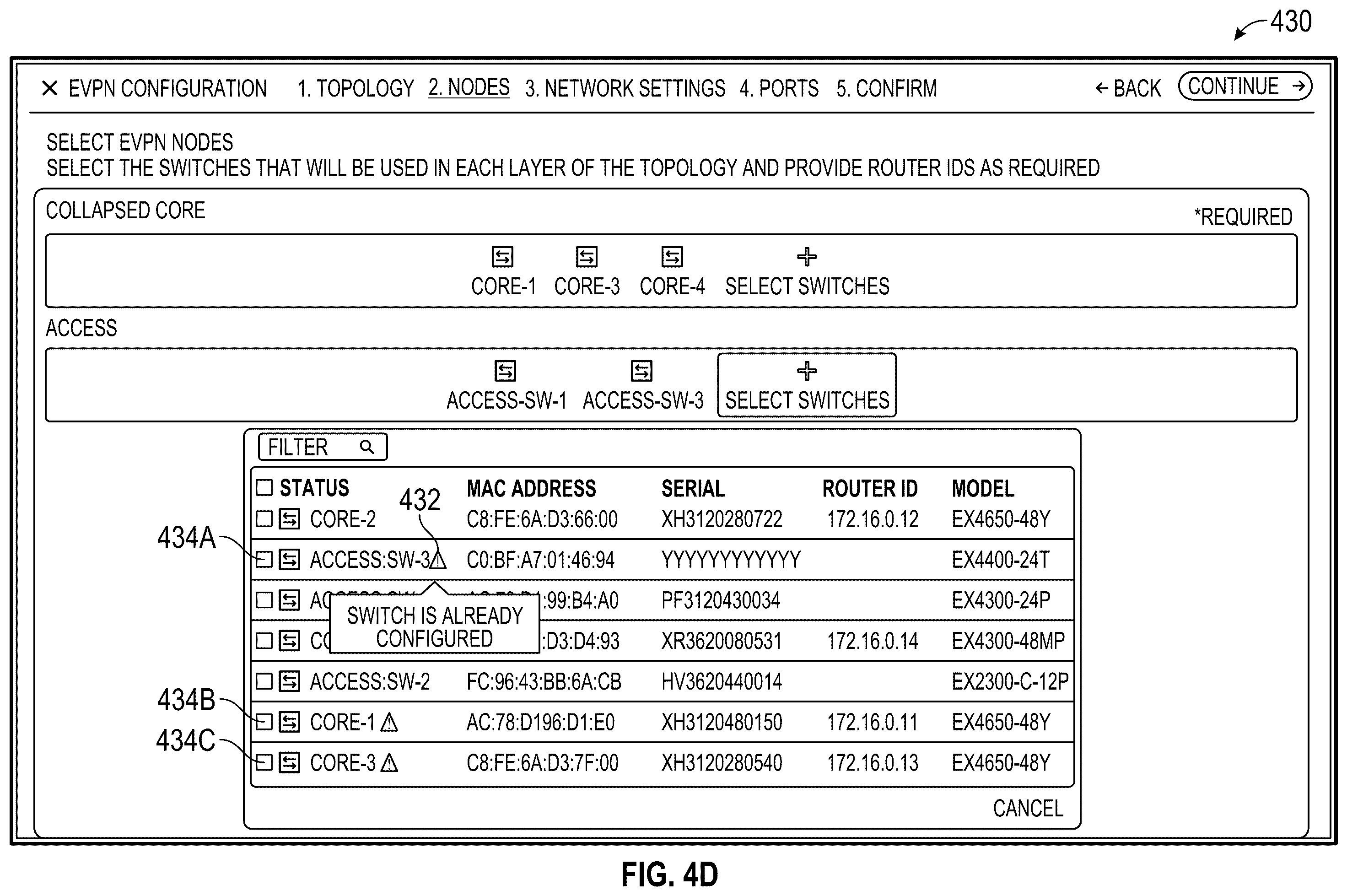 Patent US12375367 Figure 10 – Configuration of EVPN topologies using a user interface
