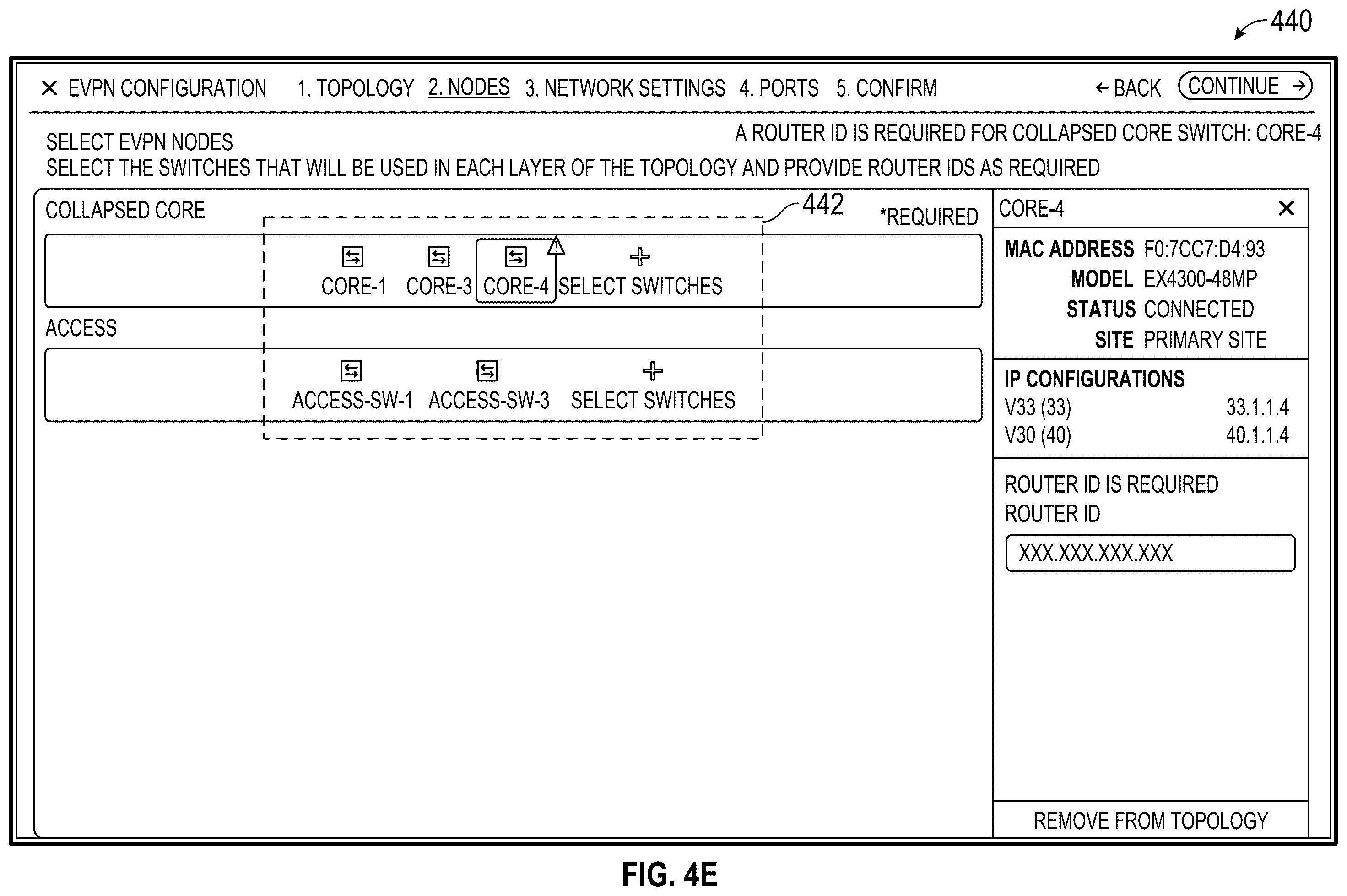 Patent US12375367 Figure 11 – Configuration of EVPN topologies using a user interface