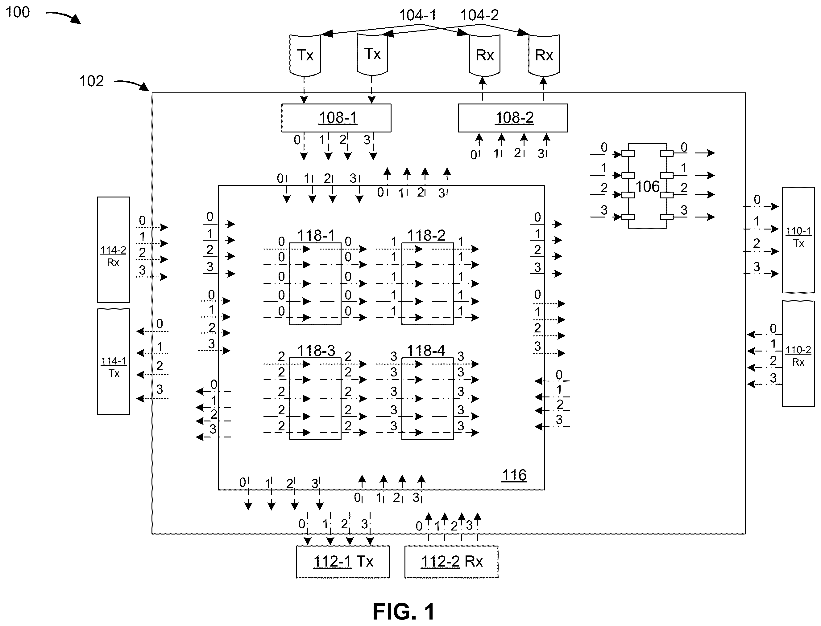 Patent US12375399 Figure 1 – Scalable multi-plane fabric-less connectivity for packet forwarding engine