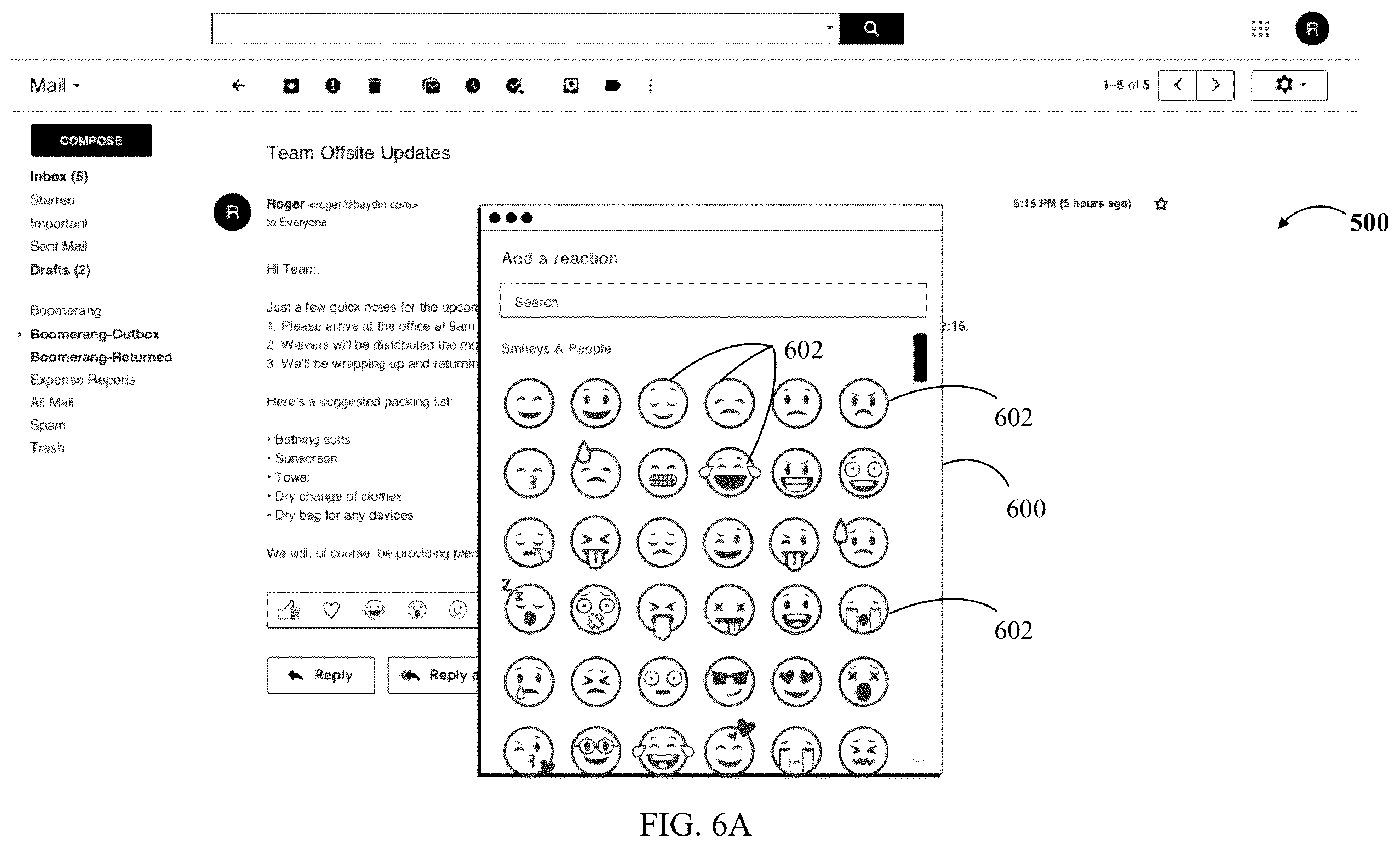 Patent US12375435 Figure 10 – Systems and methods for incorporating dynamic reactions into e-mail communications