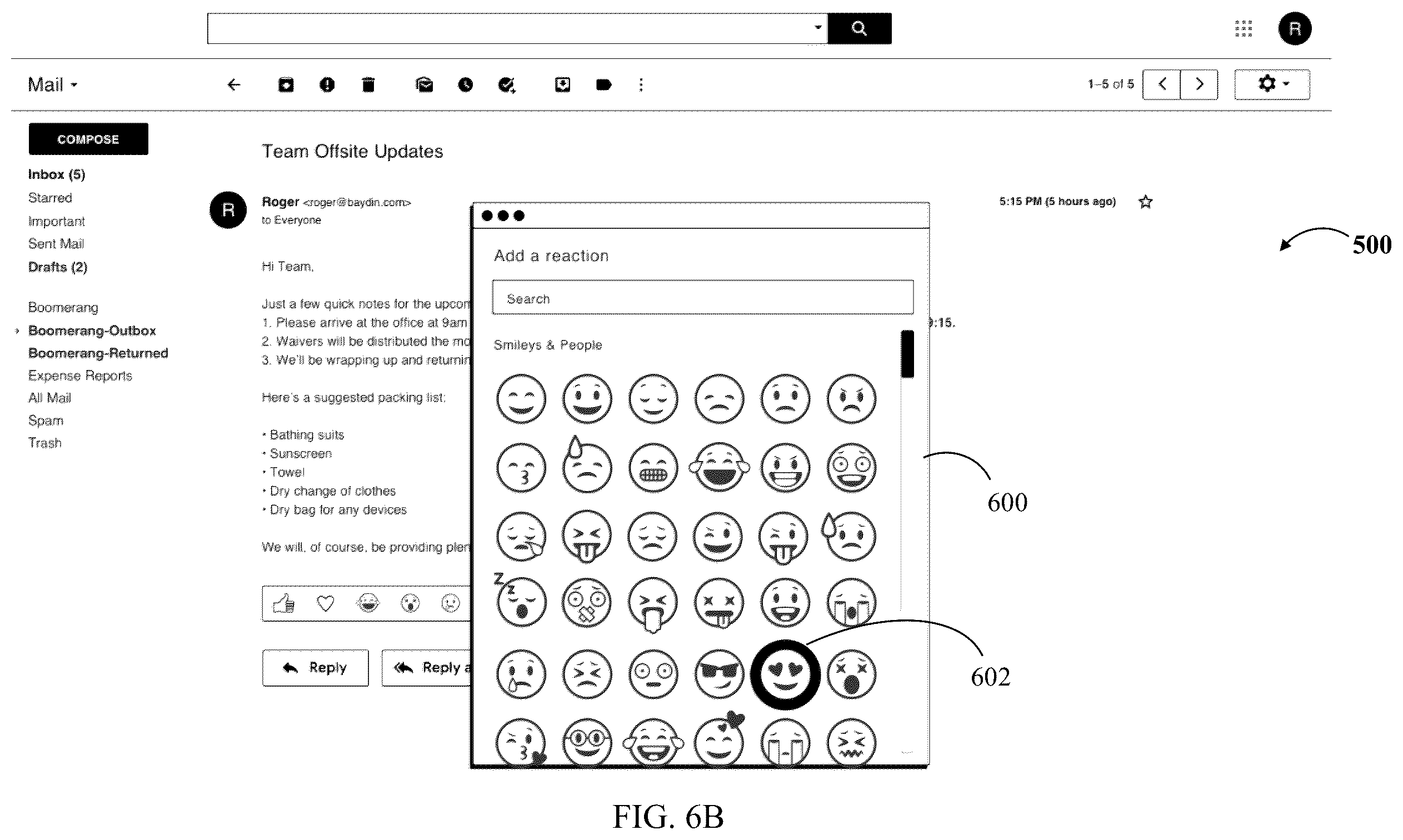 Patent US12375435 Figure 11 – Systems and methods for incorporating dynamic reactions into e-mail communications