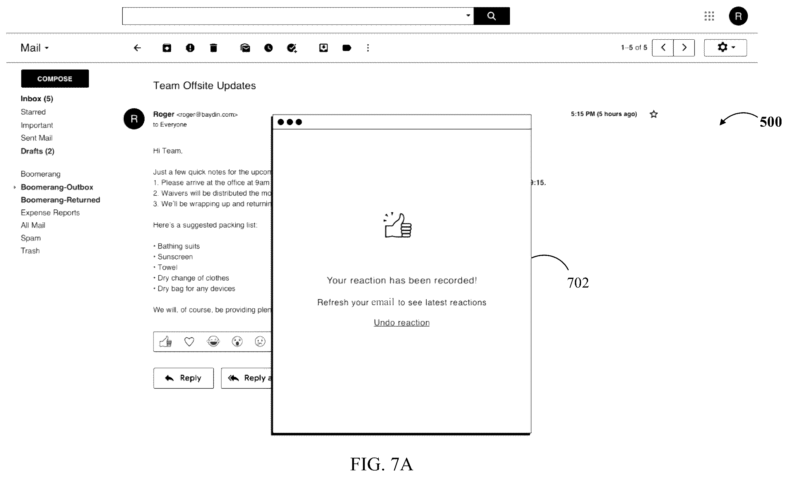 Patent US12375435 Figure 12 – Systems and methods for incorporating dynamic reactions into e-mail communications