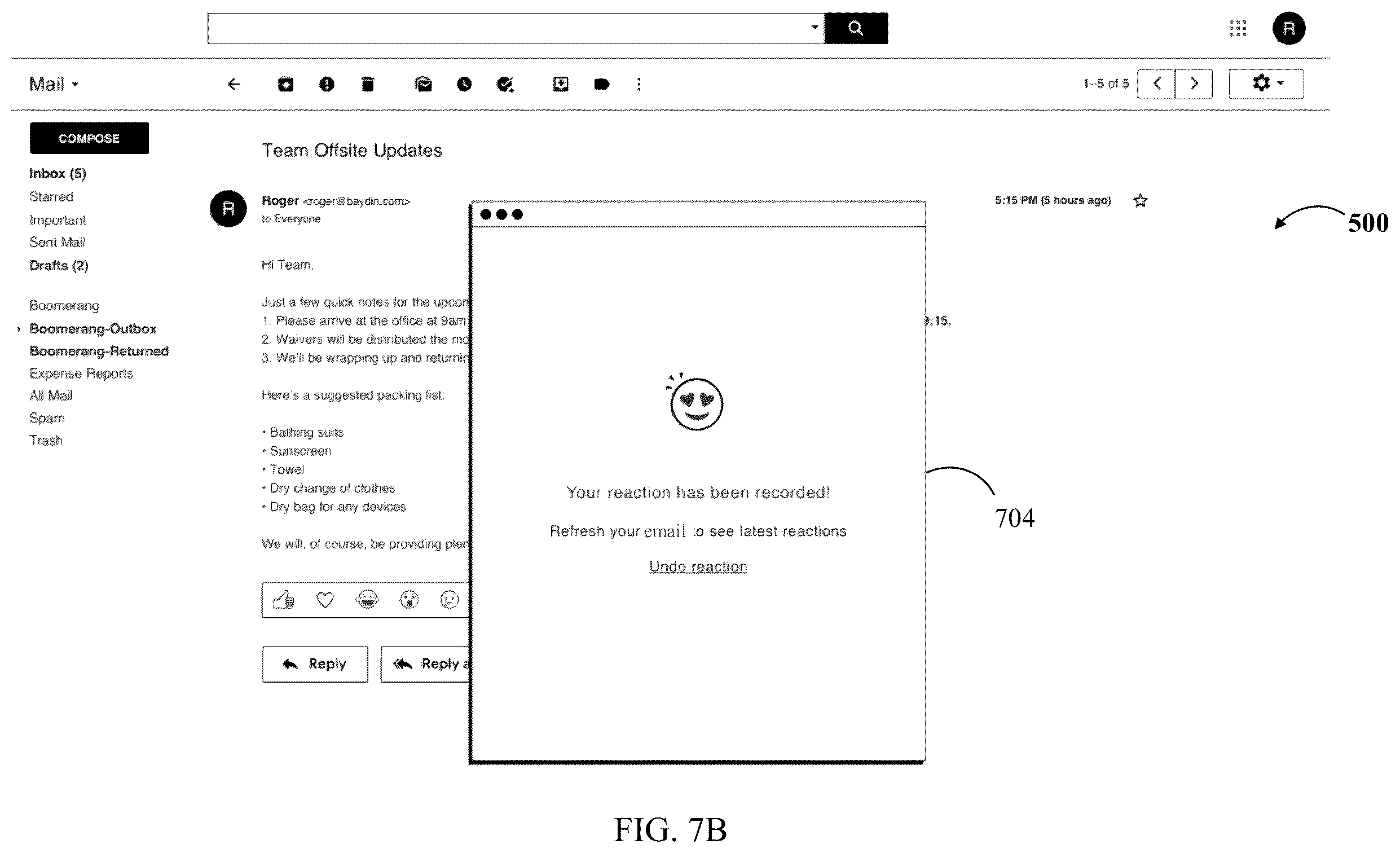 Patent US12375435 Figure 13 – Systems and methods for incorporating dynamic reactions into e-mail communications