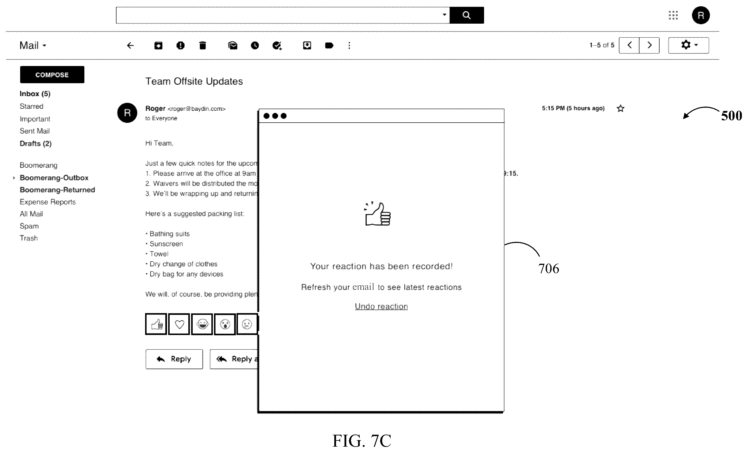 Patent US12375435 Figure 14 – Systems and methods for incorporating dynamic reactions into e-mail communications