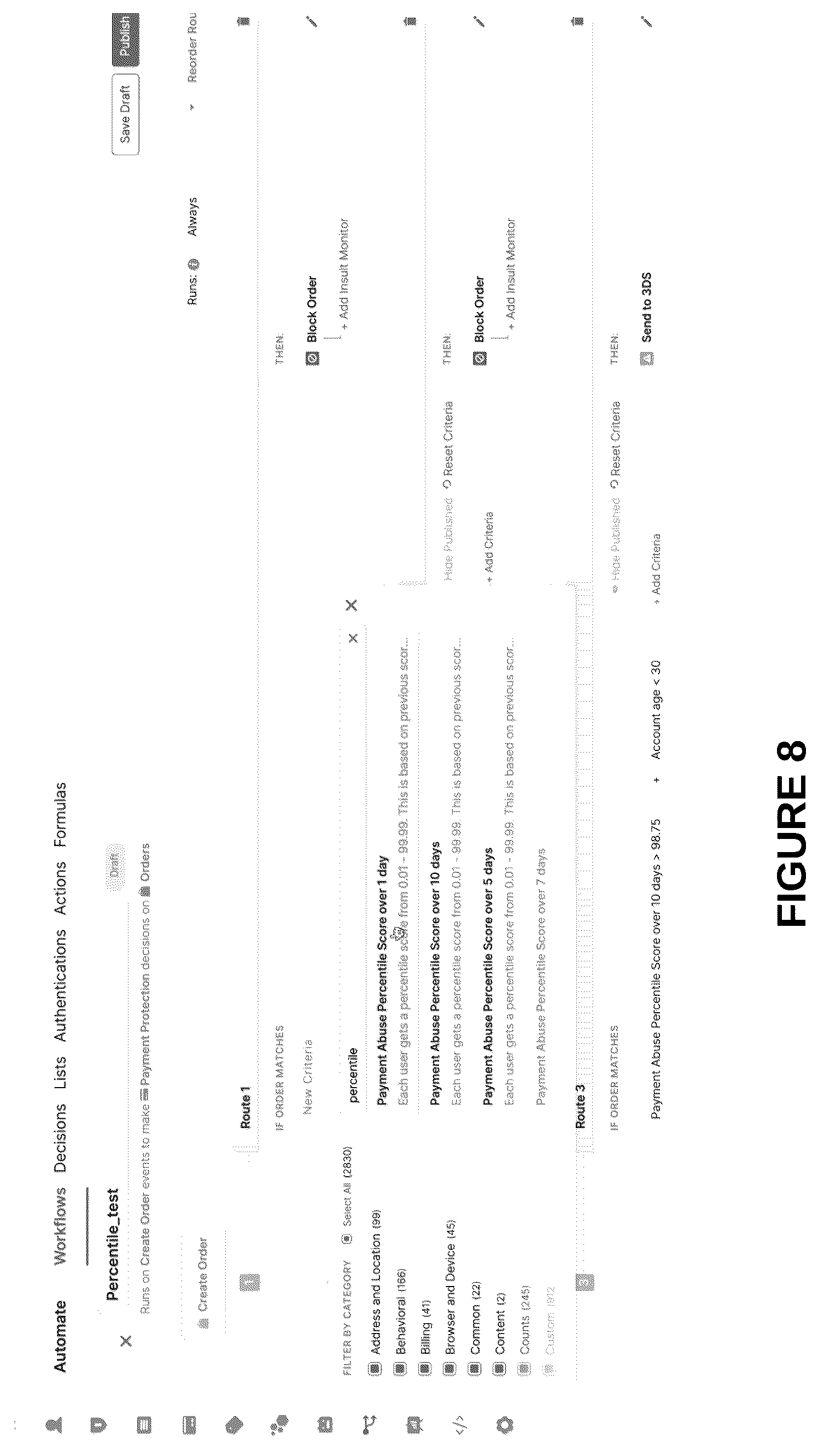 Patent US12375500 Figure 8 – Systems and methods for digital threat assessment and mitigation using t-digest score distribution representations and percentile-based threat scoring in a digital threat mitigation platform