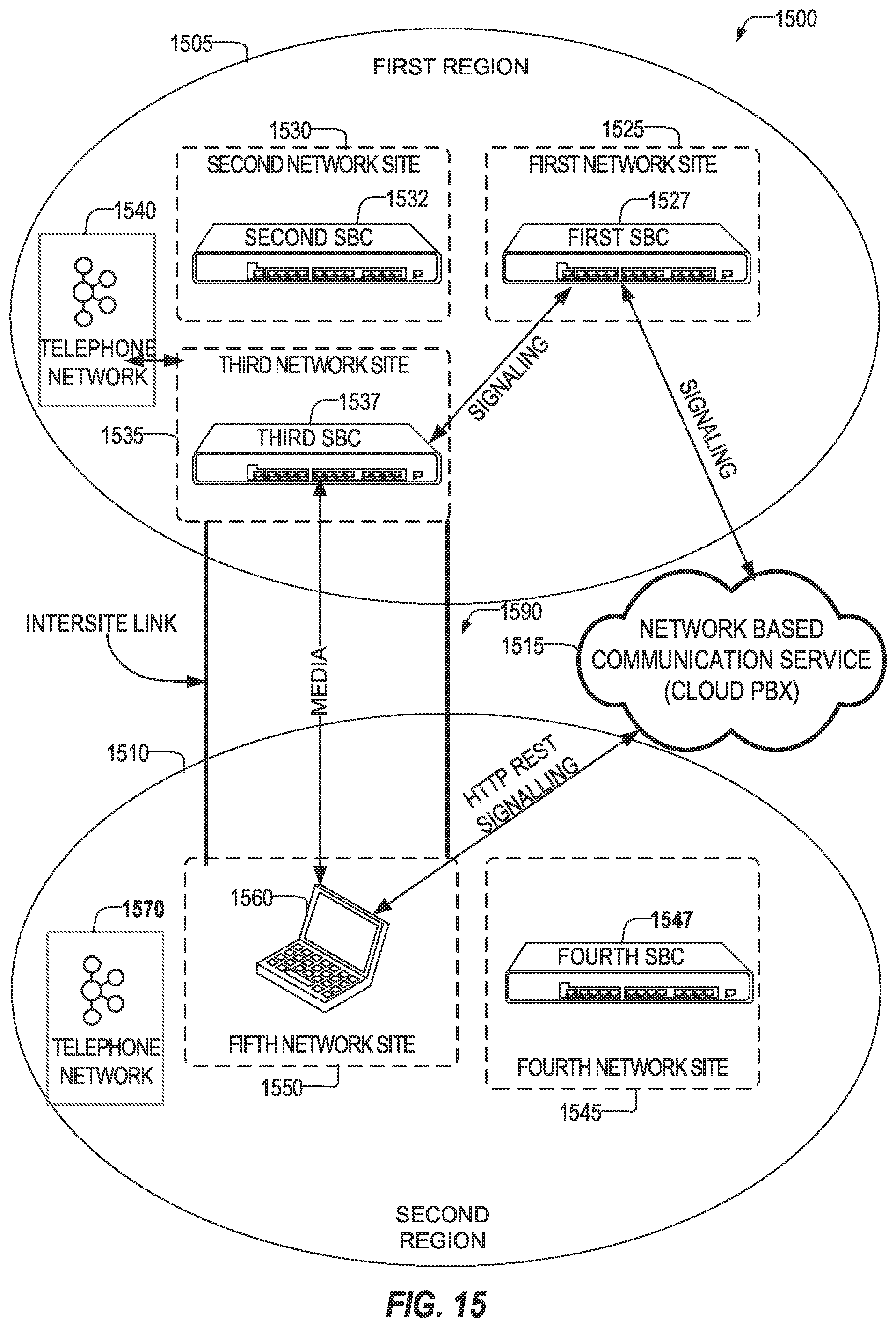 Patent US12375532 Figure 15 – Media flow control for direct routing in network-based telephony