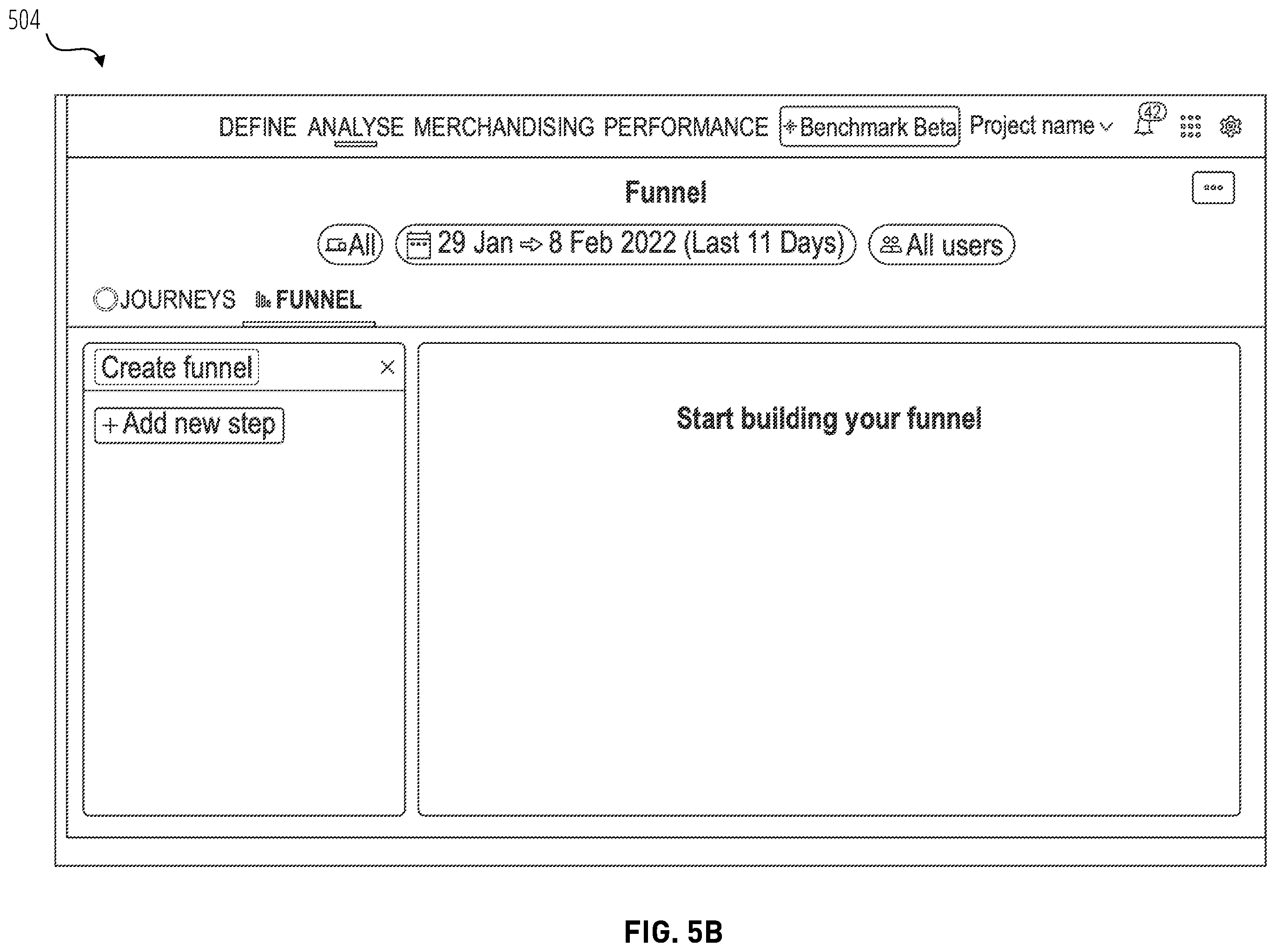 Patent US12375574 Figure 6 – Funnel visualization of user journeys in a website