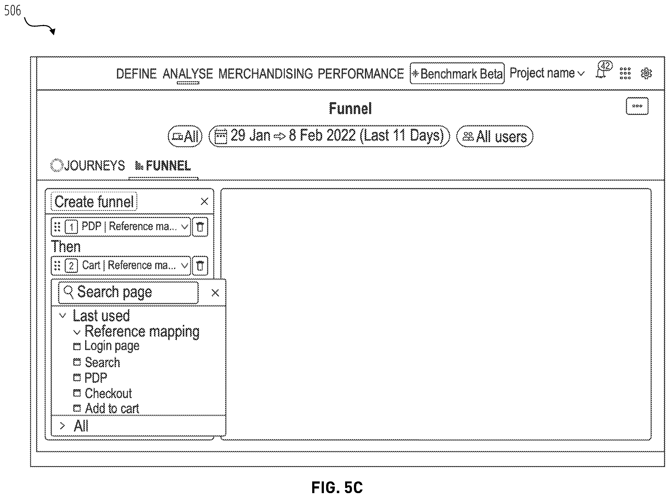 Patent US12375574 Figure 7 – Funnel visualization of user journeys in a website