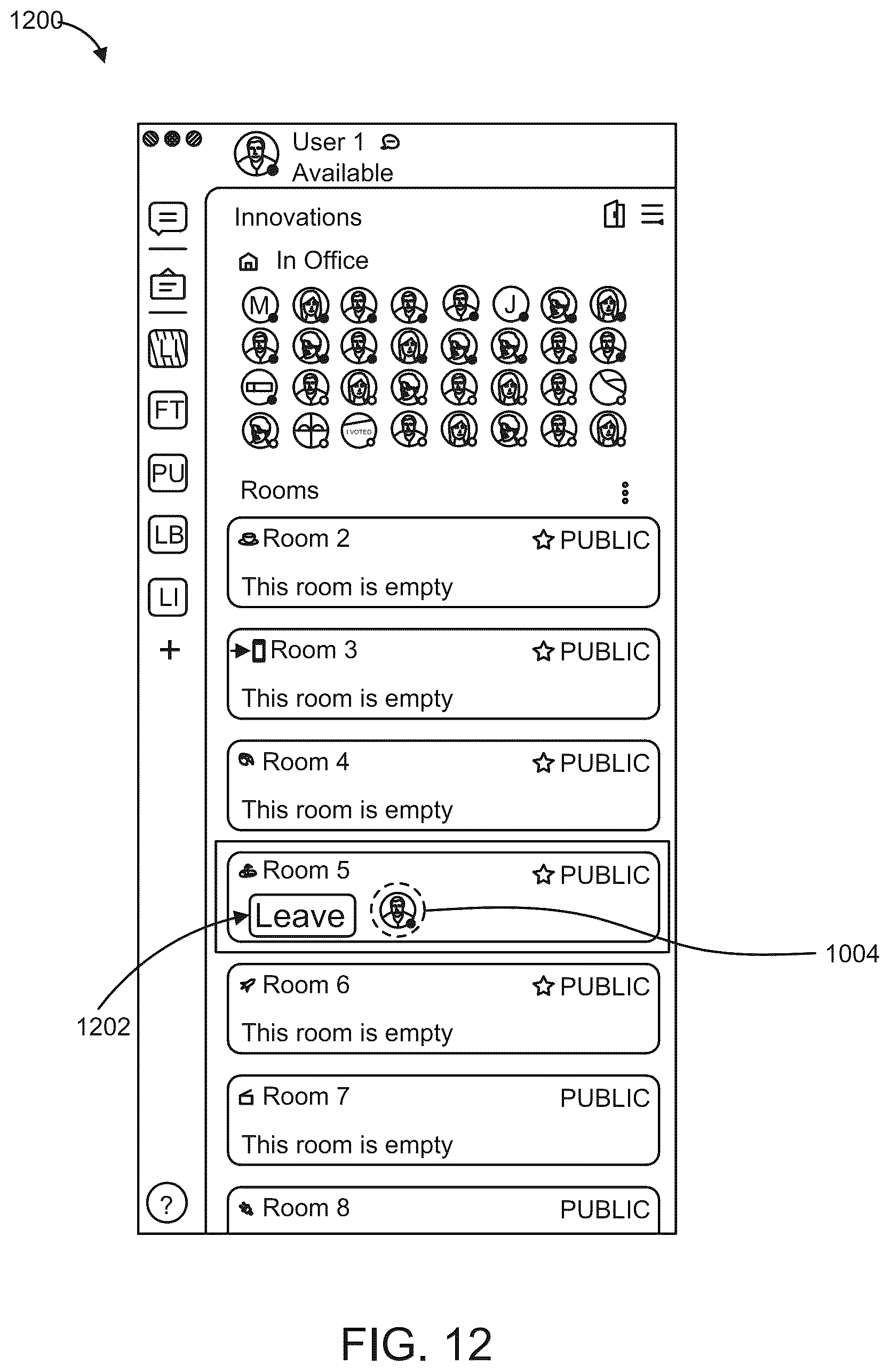 Patent US12375623 Figure 12 – Methods and systems for facilitating a collaborative work environment