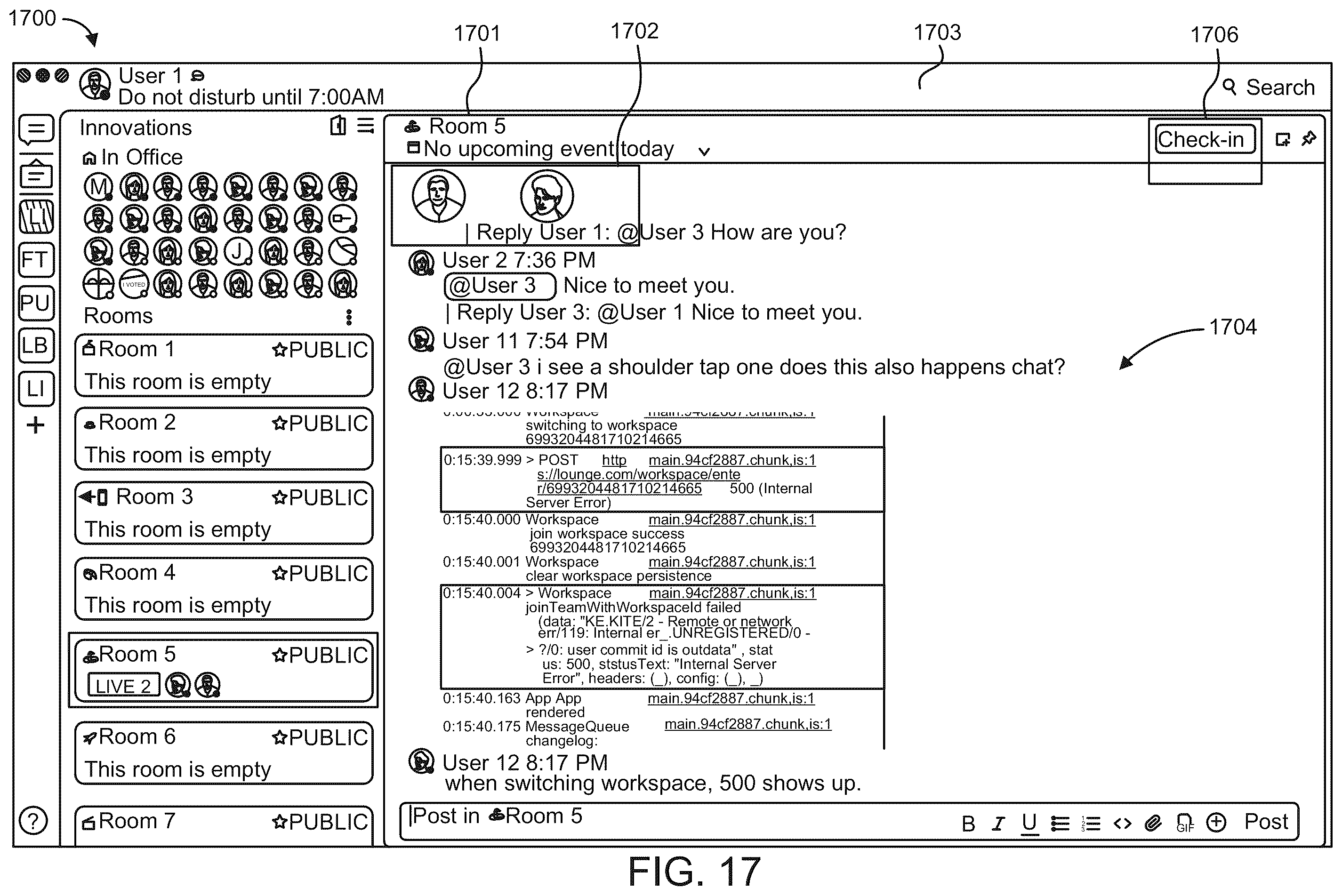 Patent US12375623 Figure 17 – Methods and systems for facilitating a collaborative work environment