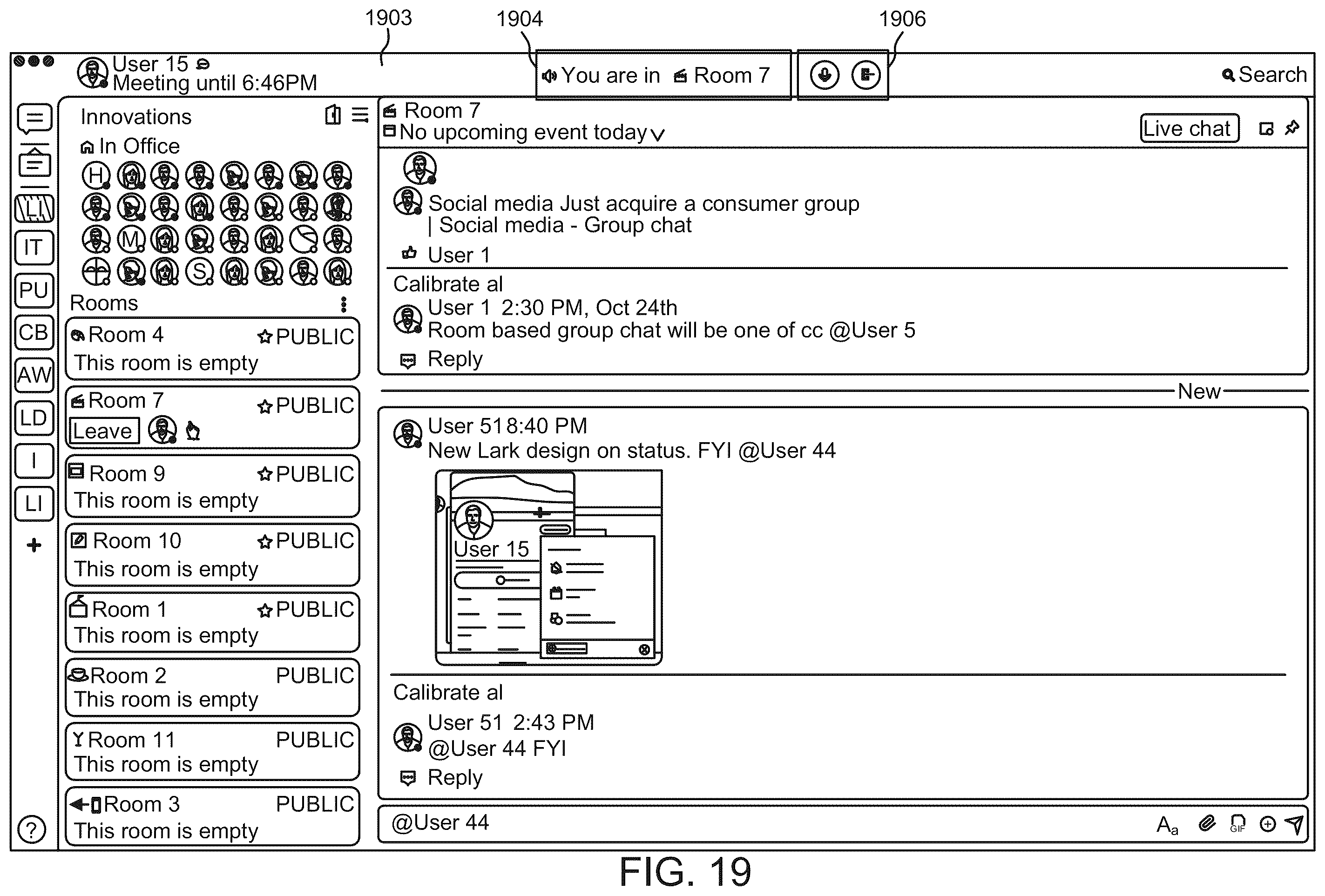 Patent US12375623 Figure 19 – Methods and systems for facilitating a collaborative work environment