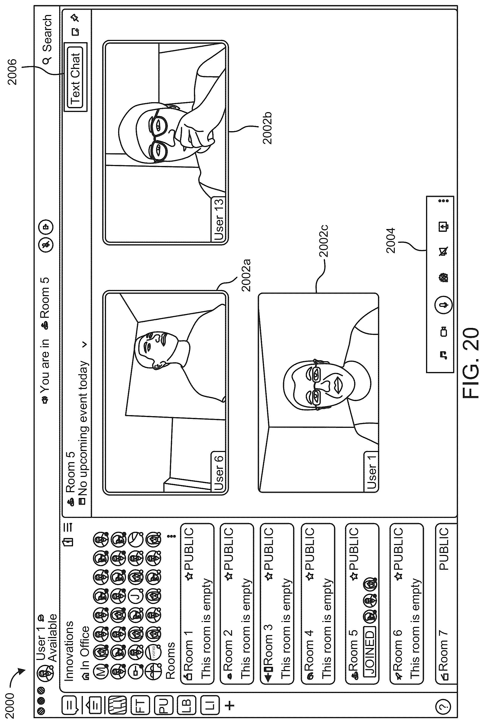 Patent US12375623 Figure 20 – Methods and systems for facilitating a collaborative work environment
