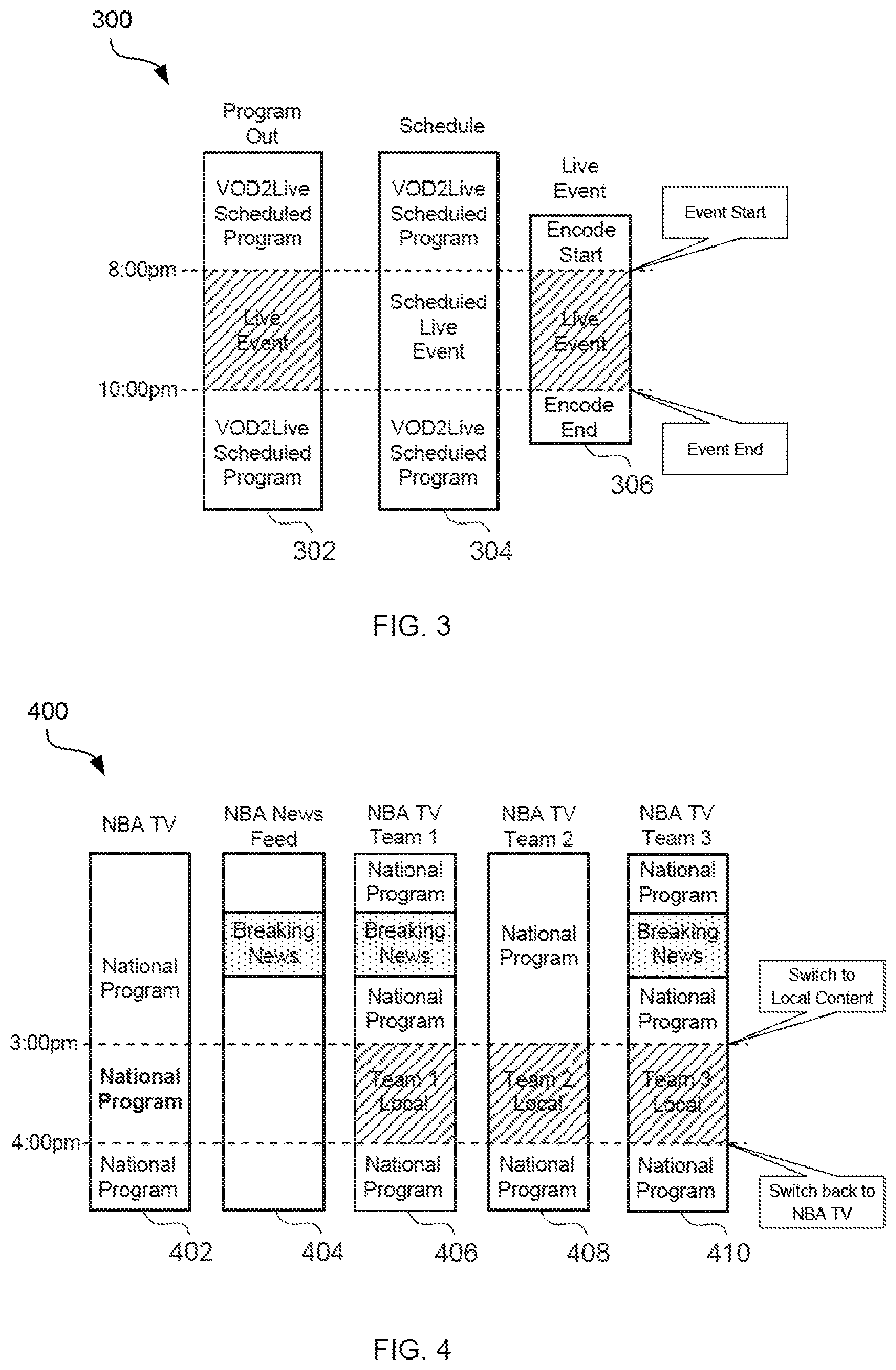 Patent US12375763 Figure 3 – Disparate live media output stream playout and broadcast distribution