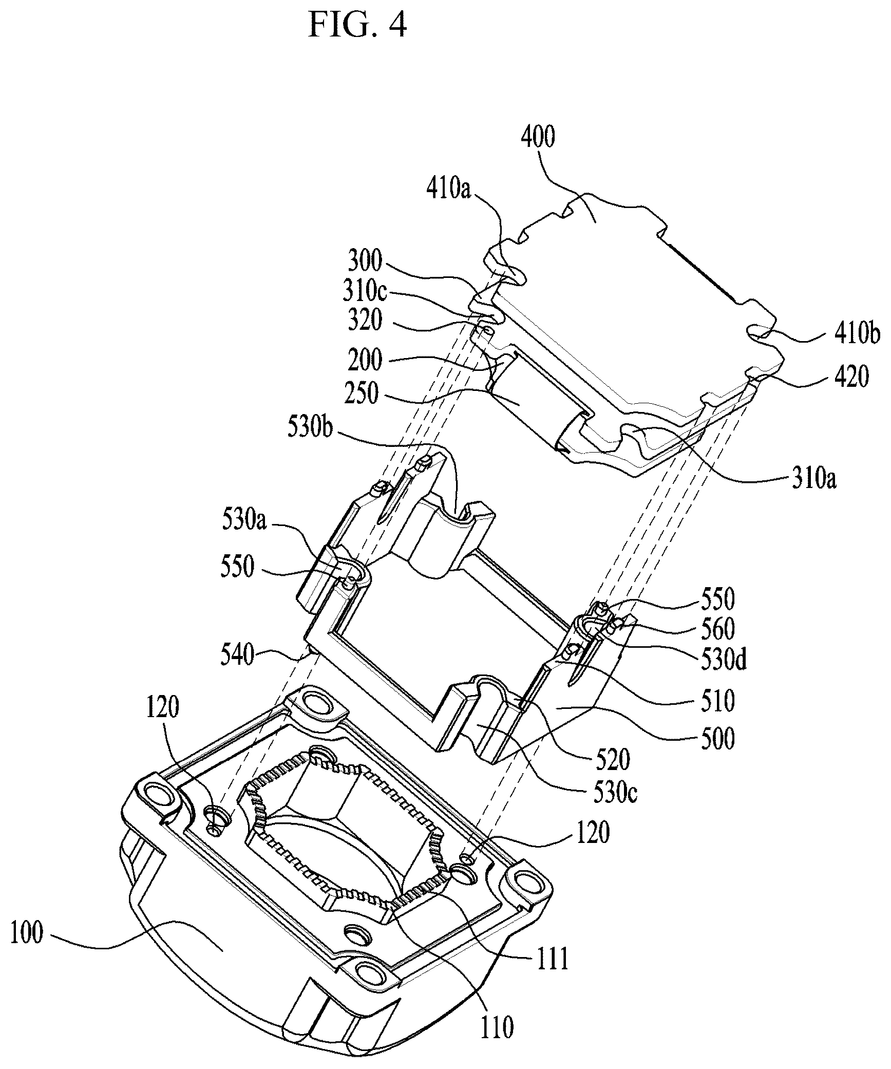Patent US12375790 Figure 4 – Camera module including a housing with an adhesion surface