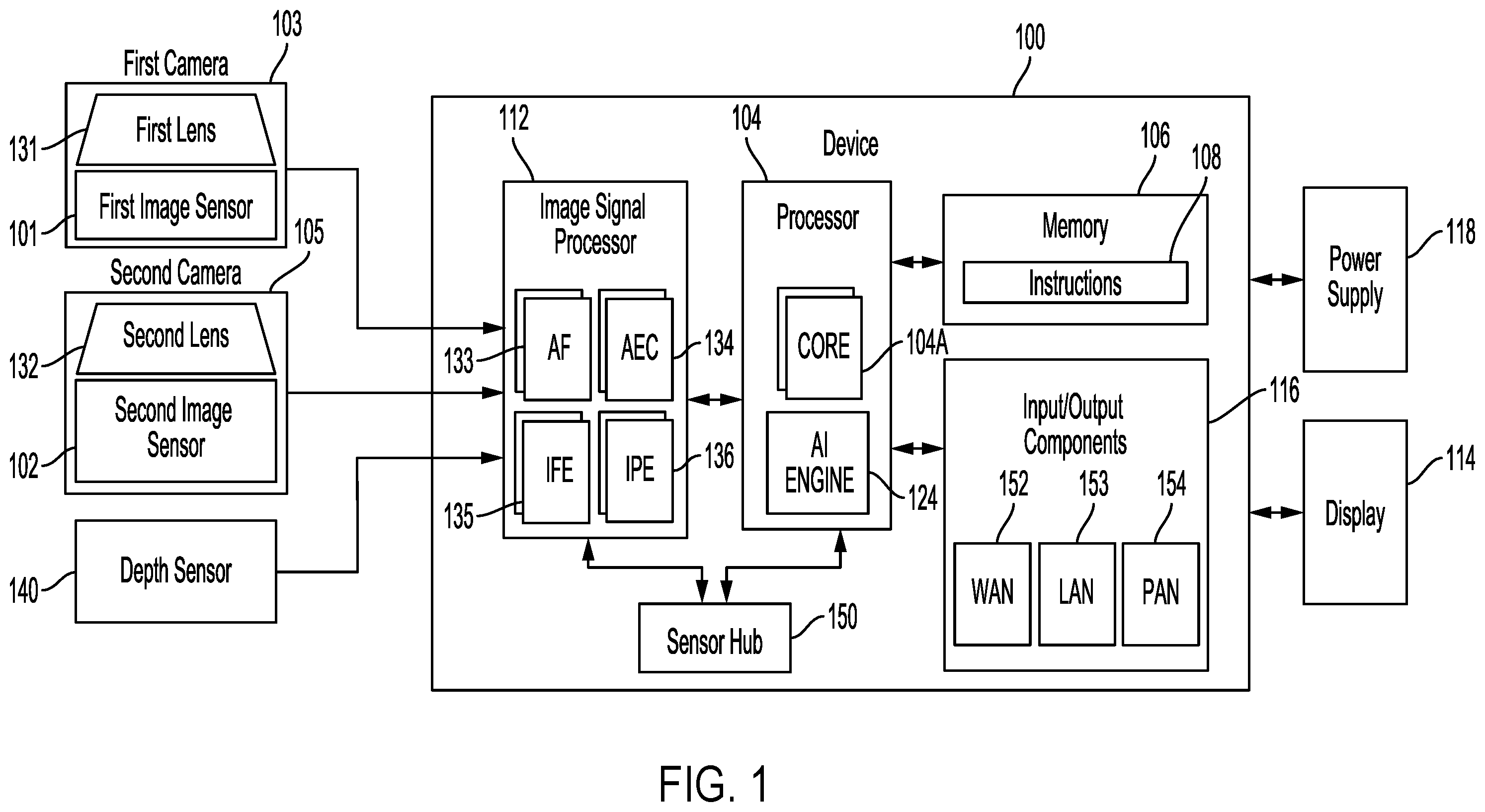 Patent US12375806 — Dynamic image capture device configuration for improved image stabilization — Figure 1
