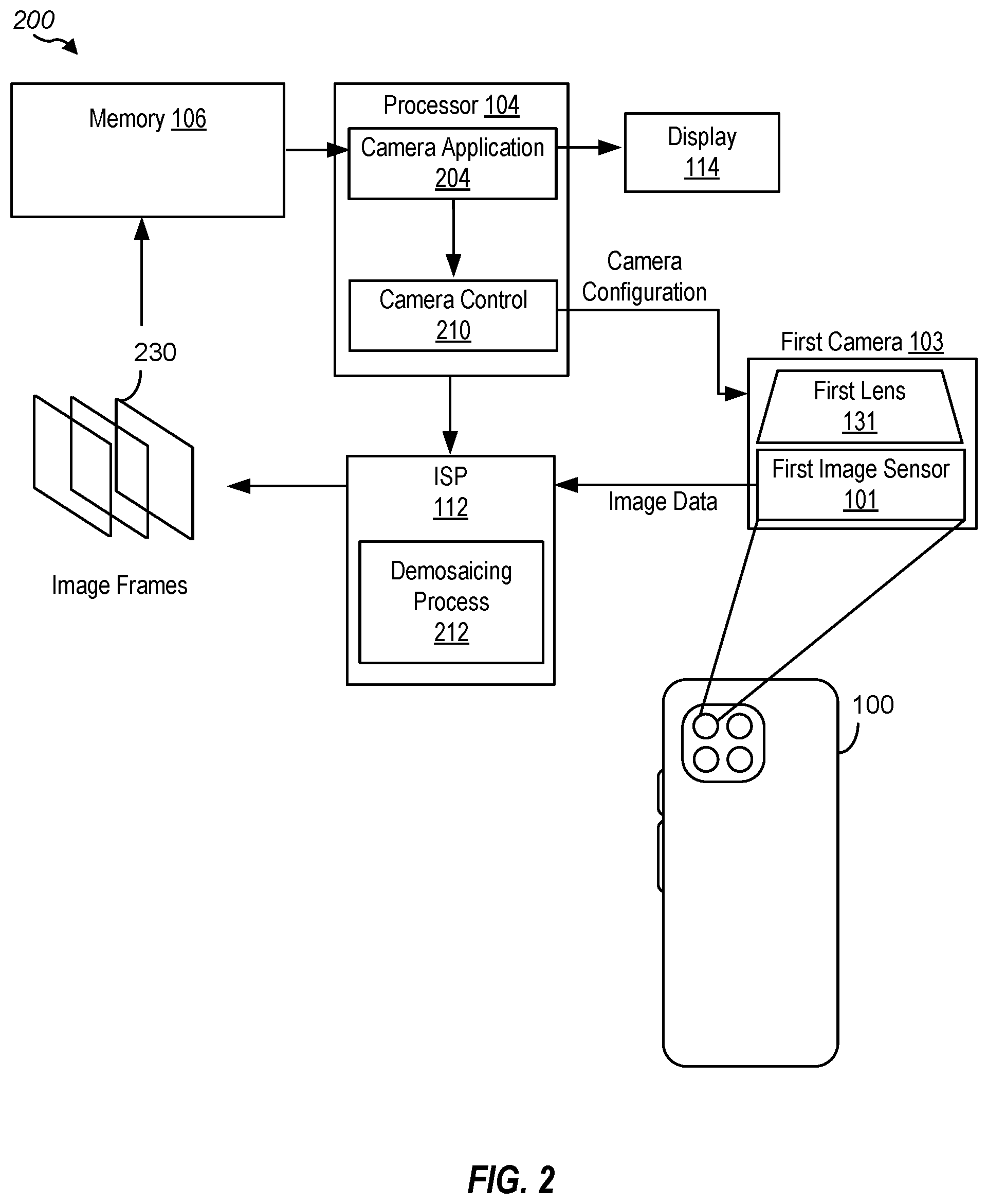 Patent US12375821 Figure 2 – Mono guided bayer demosaic image processing