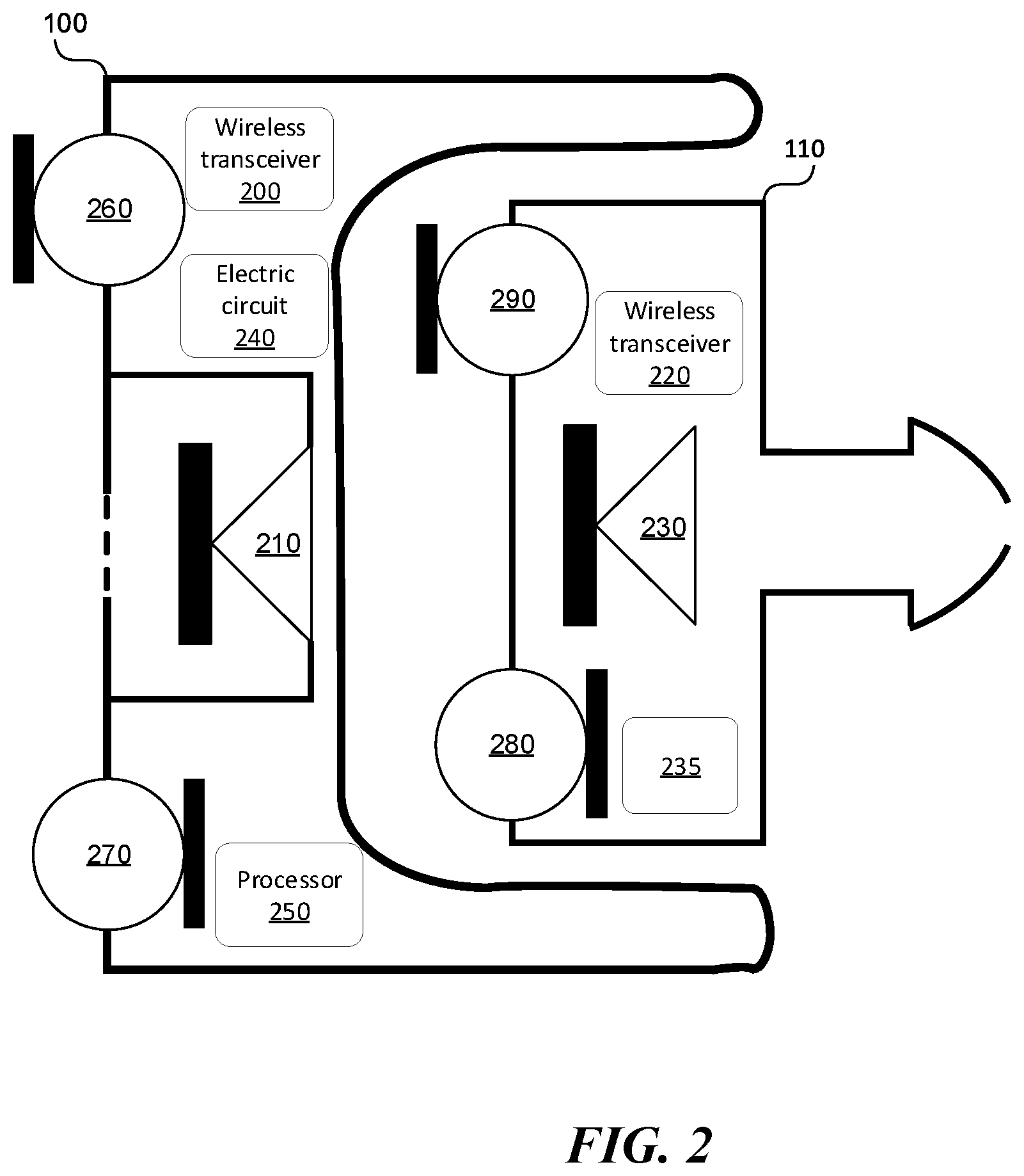 Patent US12375841 Figure 2 – Power management of the modular ear-cup and ear-bud