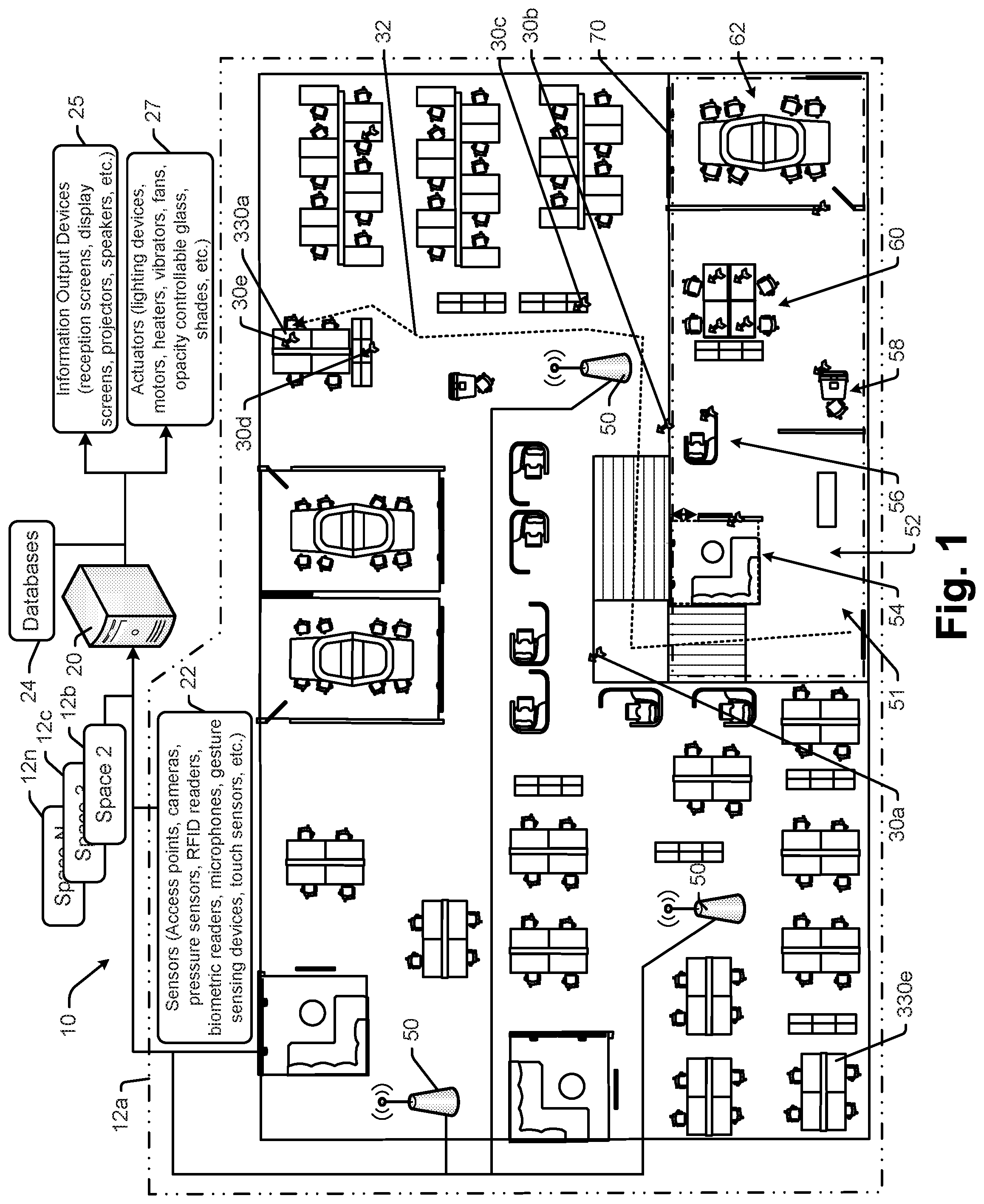 Patent US12375874 Figure 1 – Space guidance and management system and method