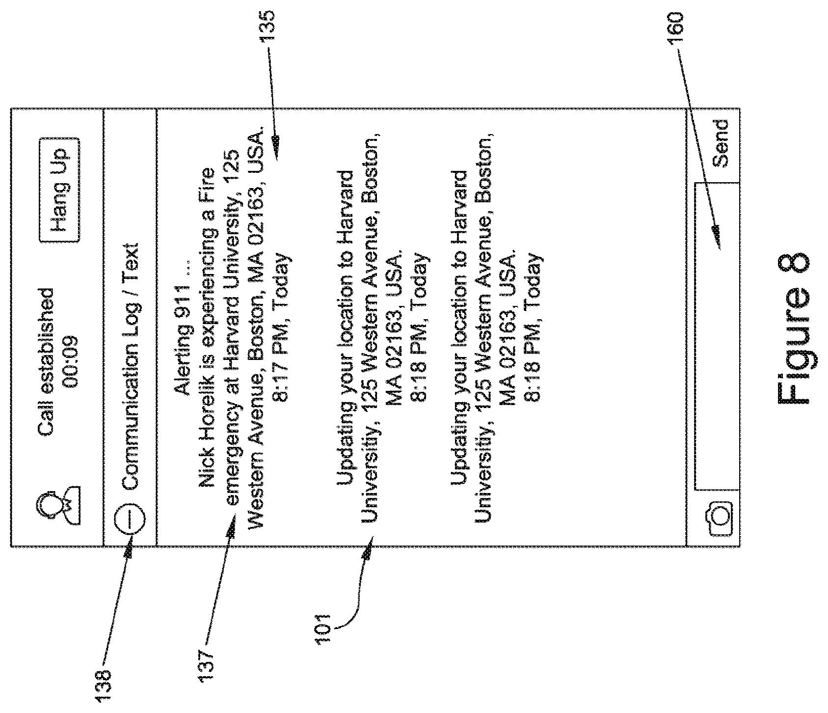 Patent US12375896 Figure 8 – Method and system for emergency call management