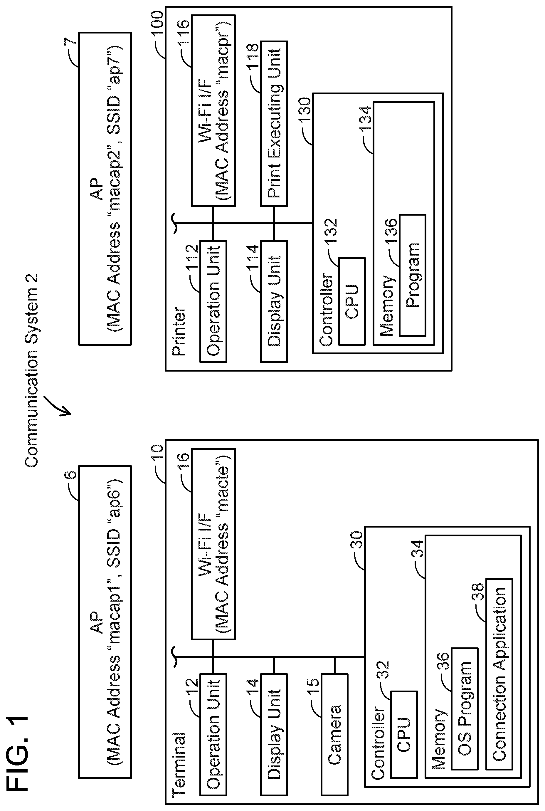 Patent US12375907 Figure 1 – Non-transitory computer-readable medium storing computer-readable instructions for terminal device and communication device