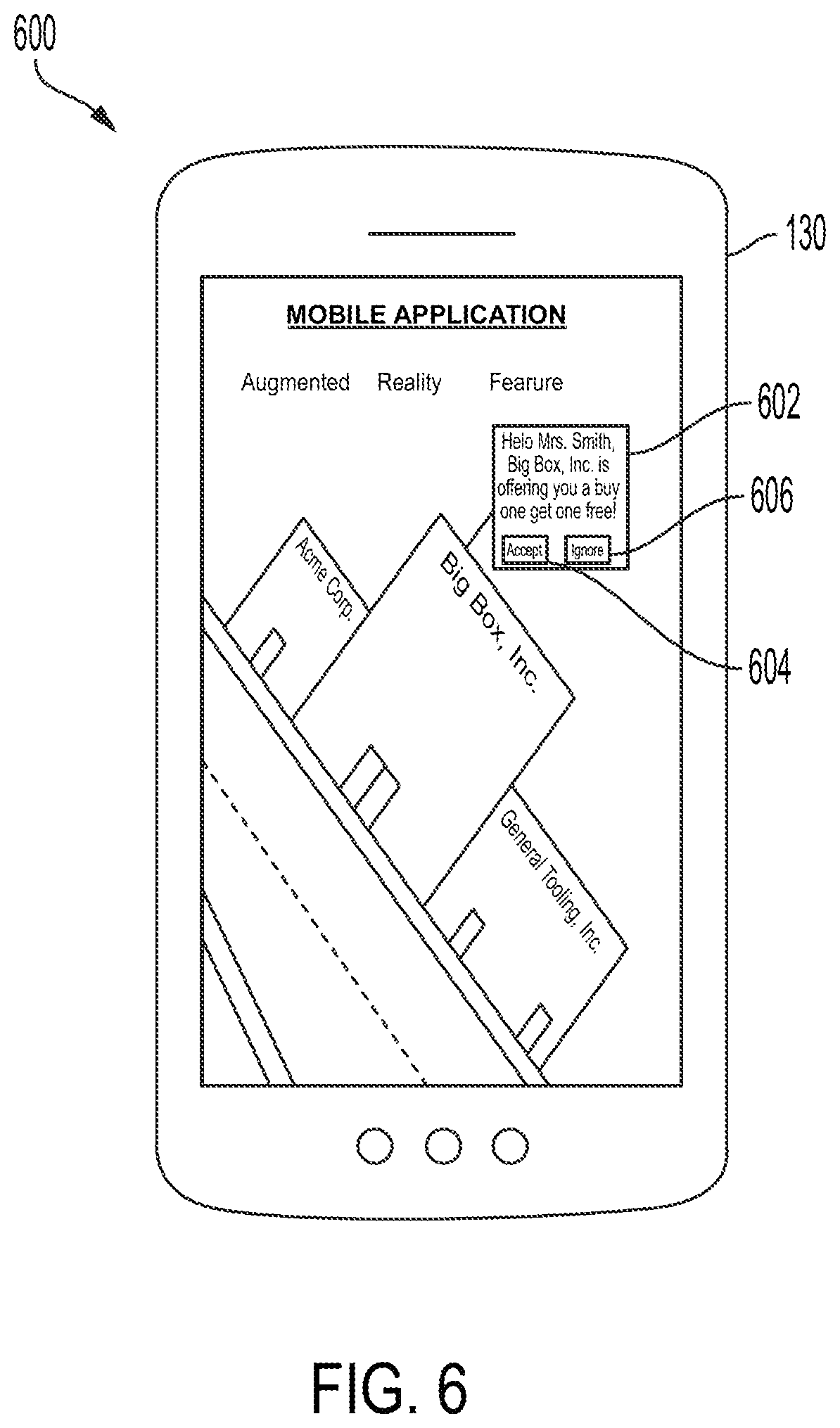 Patent US12375918 Figure 6 – Geolocation-based notifications using relationships in separate systems