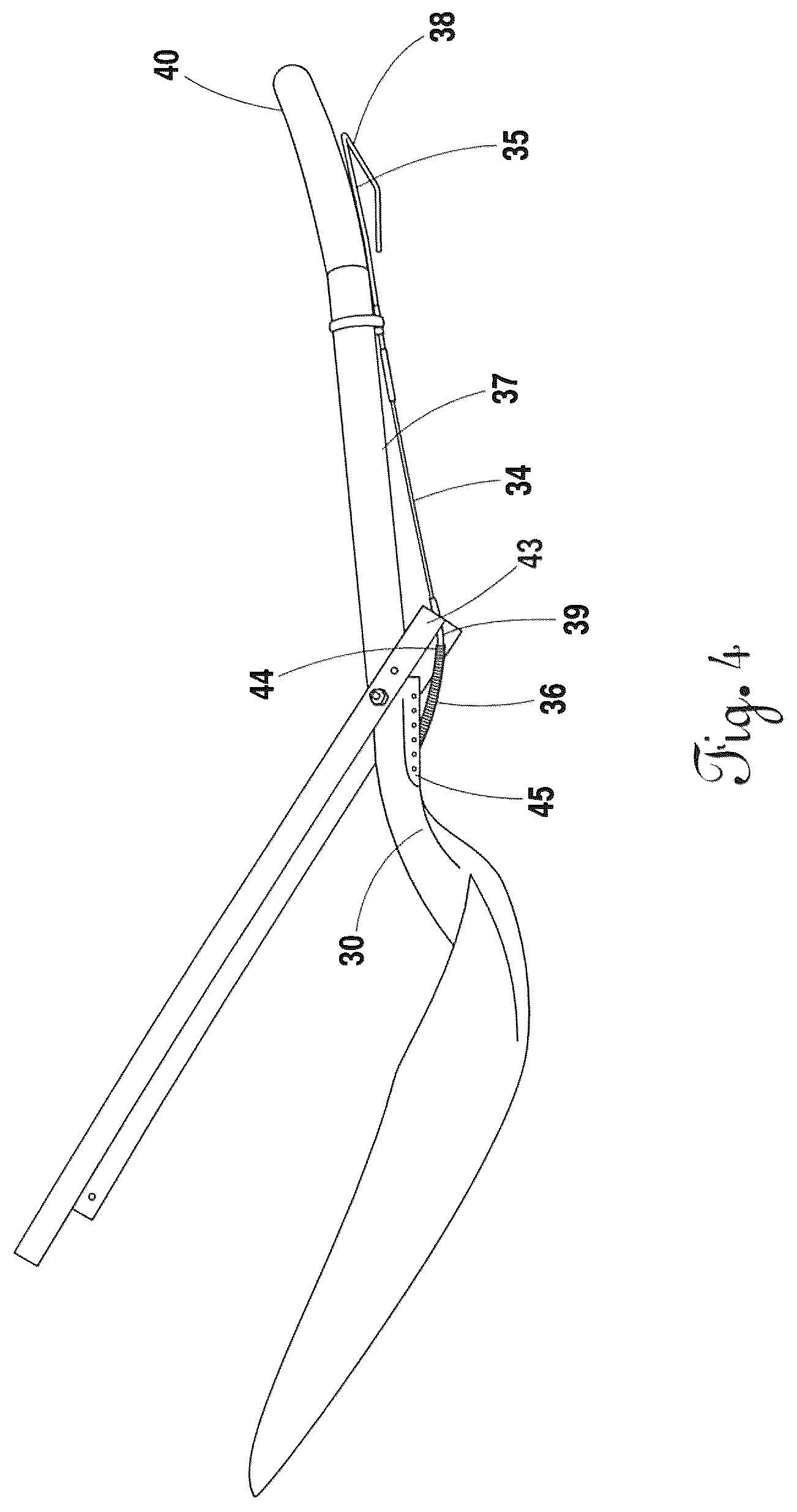 Patent US12376506 Figure 4 – Debris handling shovel attachment
