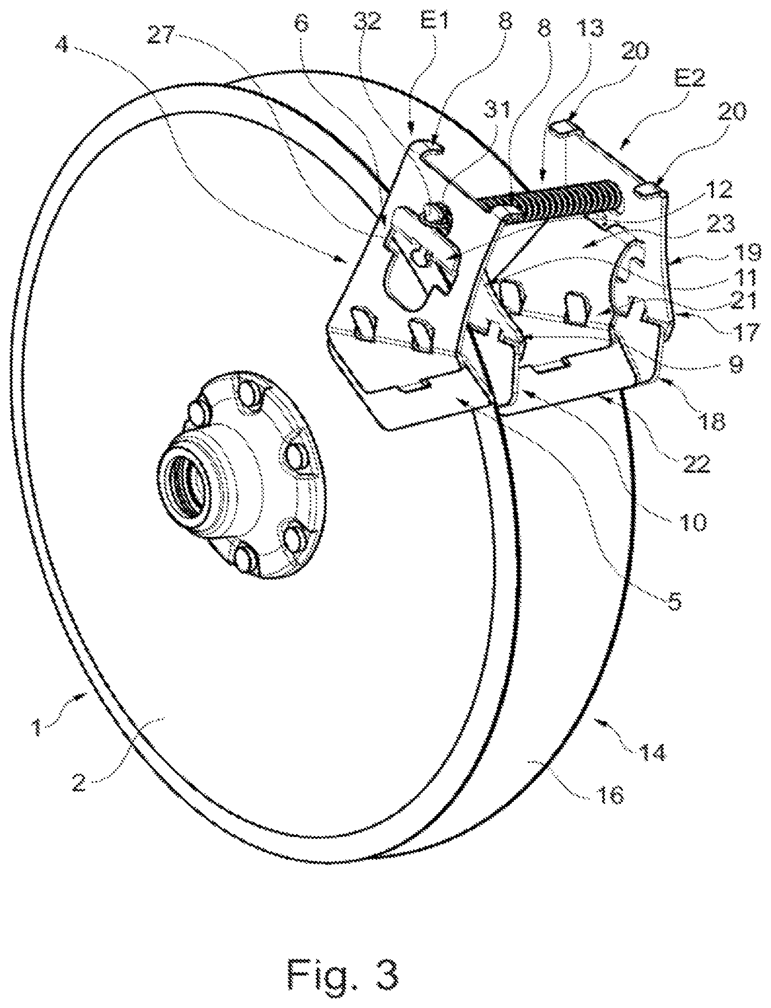 Patent US12376507 Figure 3 – Scraper device for a disc of an agricultural machine and associated agricultural machine