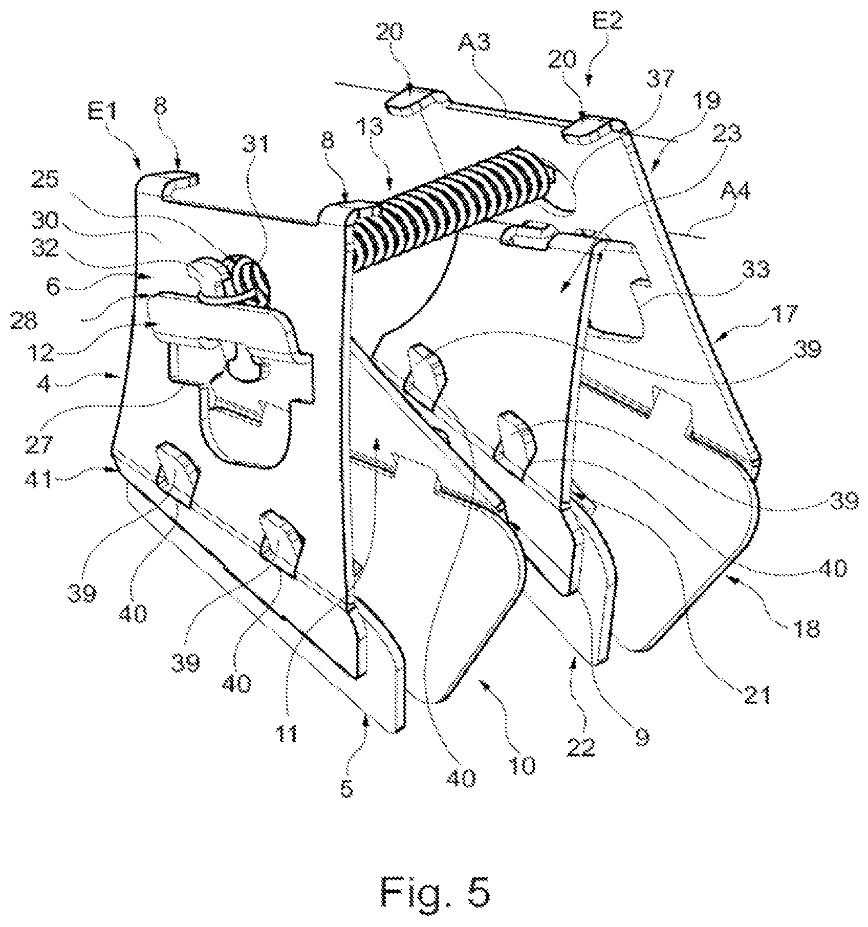 Patent US12376507 Figure 5 – Scraper device for a disc of an agricultural machine and associated agricultural machine