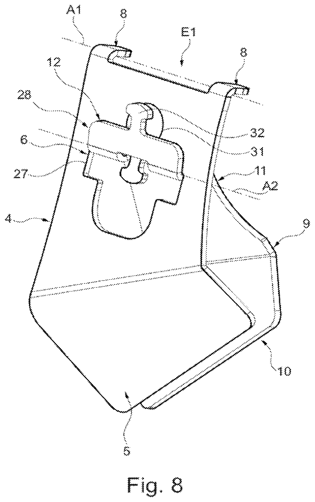 Patent US12376507 Figure 8 – Scraper device for a disc of an agricultural machine and associated agricultural machine