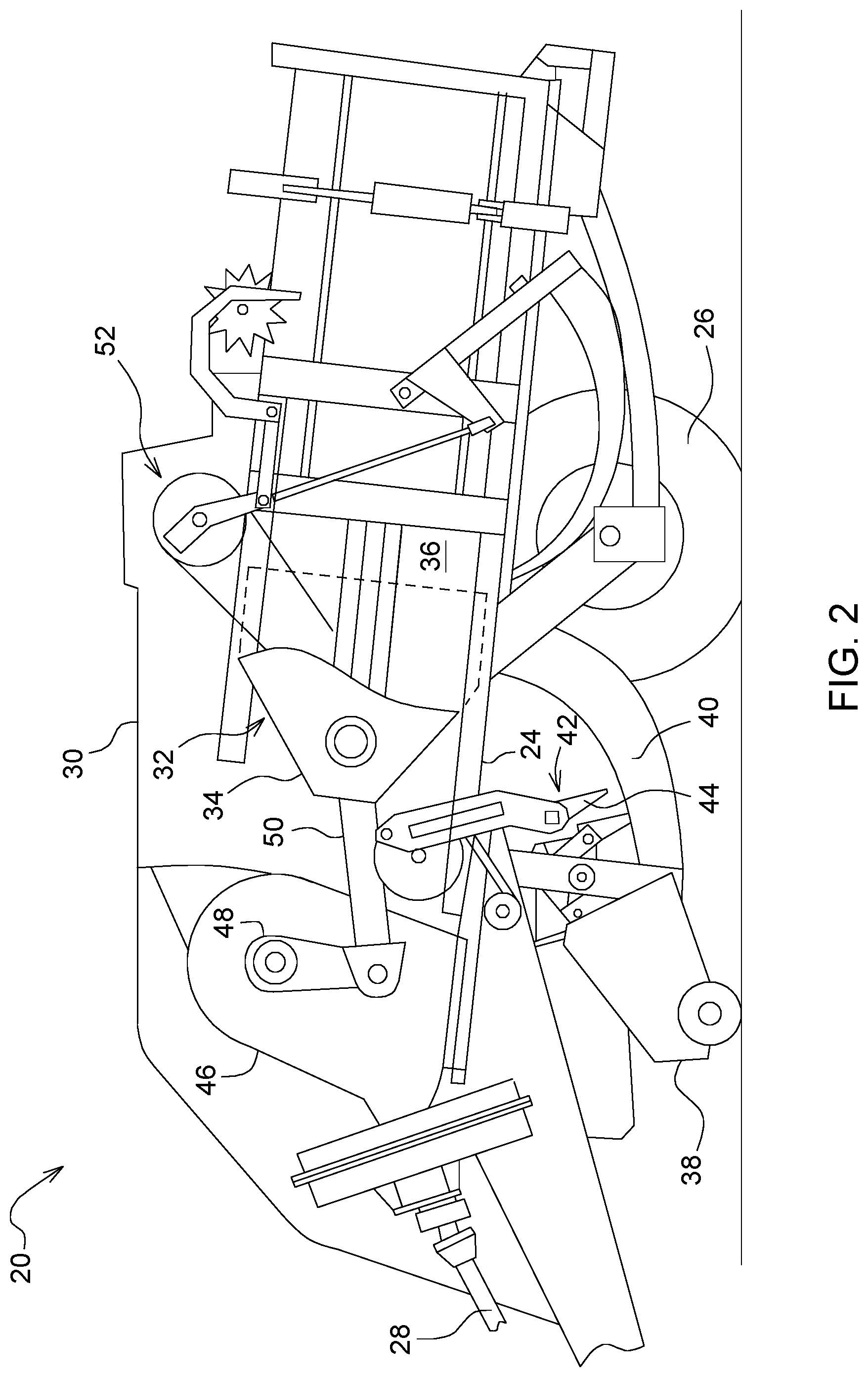 Patent US12376529 Figure 2 – Baler implement with twine delivery system