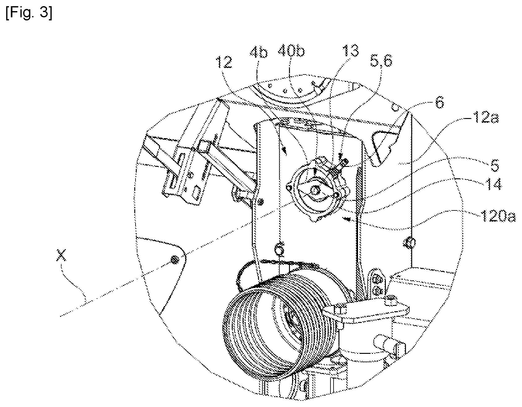 Patent US12376560 Figure 3 – Agricultural machine for distributing products for animal feeding and/or straw bedding