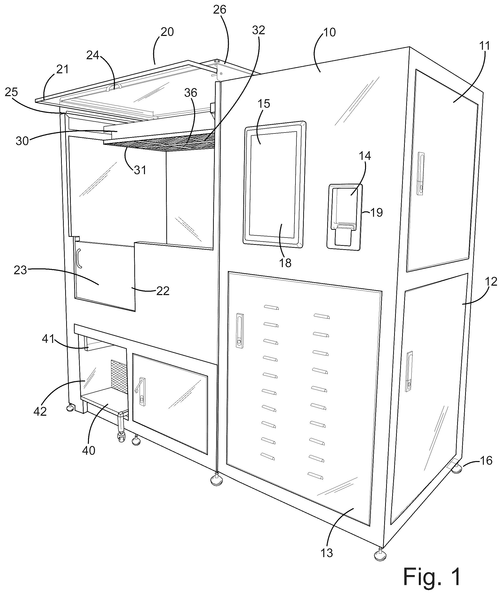 Patent US12376564 Figure 1 – Pet bath machine
