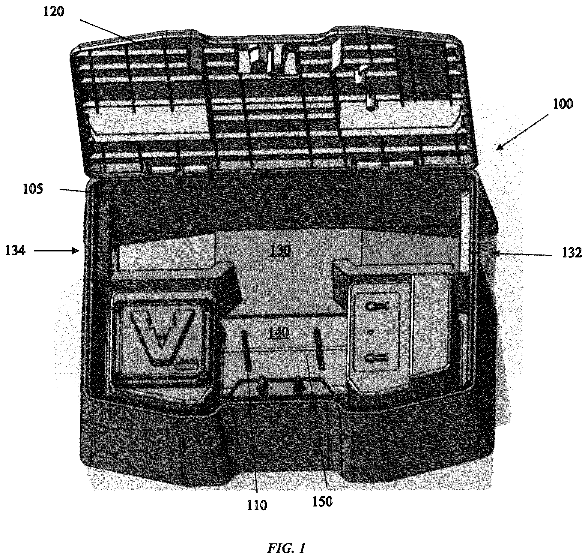 Patent US12376581 Figure 1 – Connected bait box