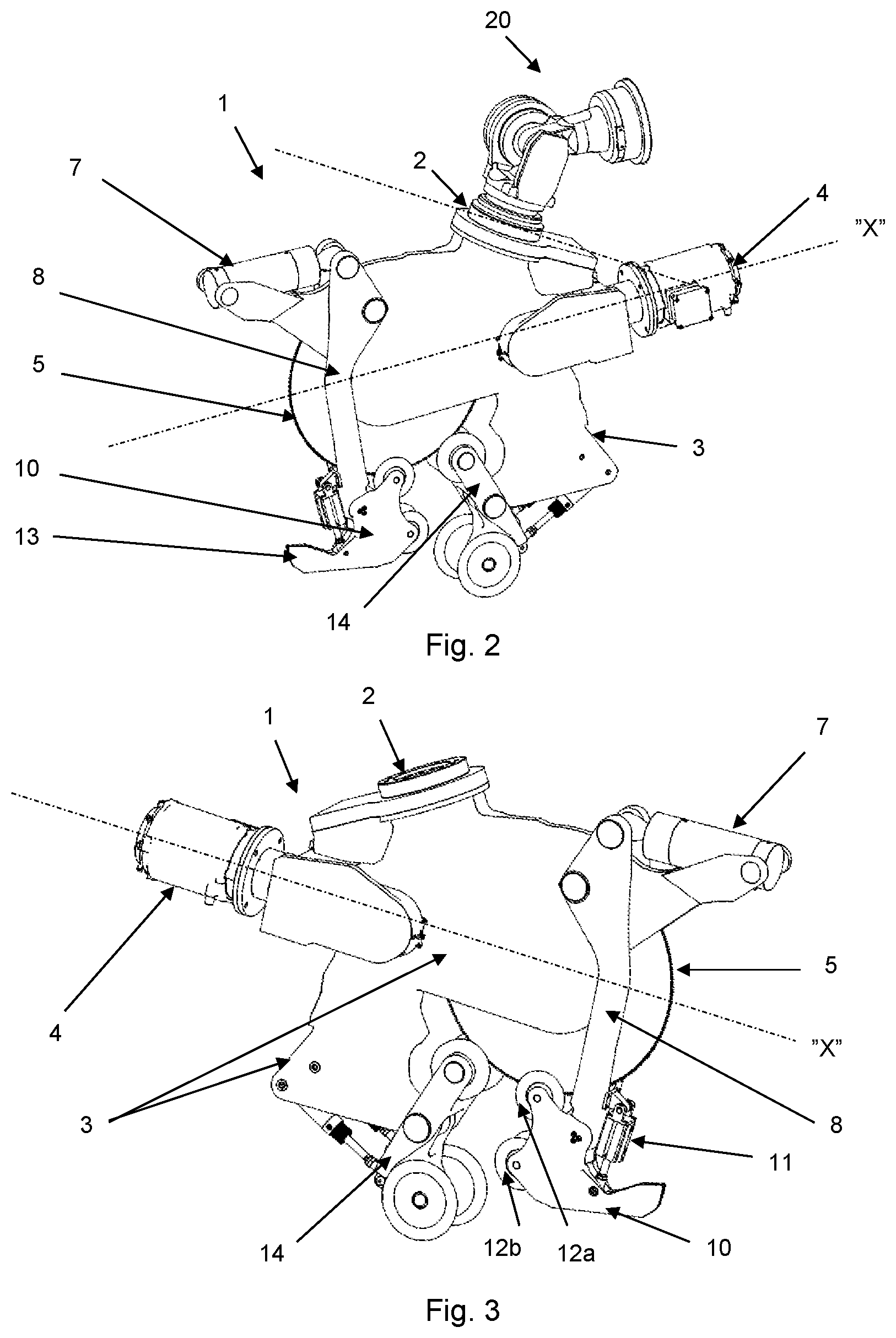 Patent US12376596 Figure 2 – Cutting device for splitting an animal carcass in half and robot incorporating such cutting device