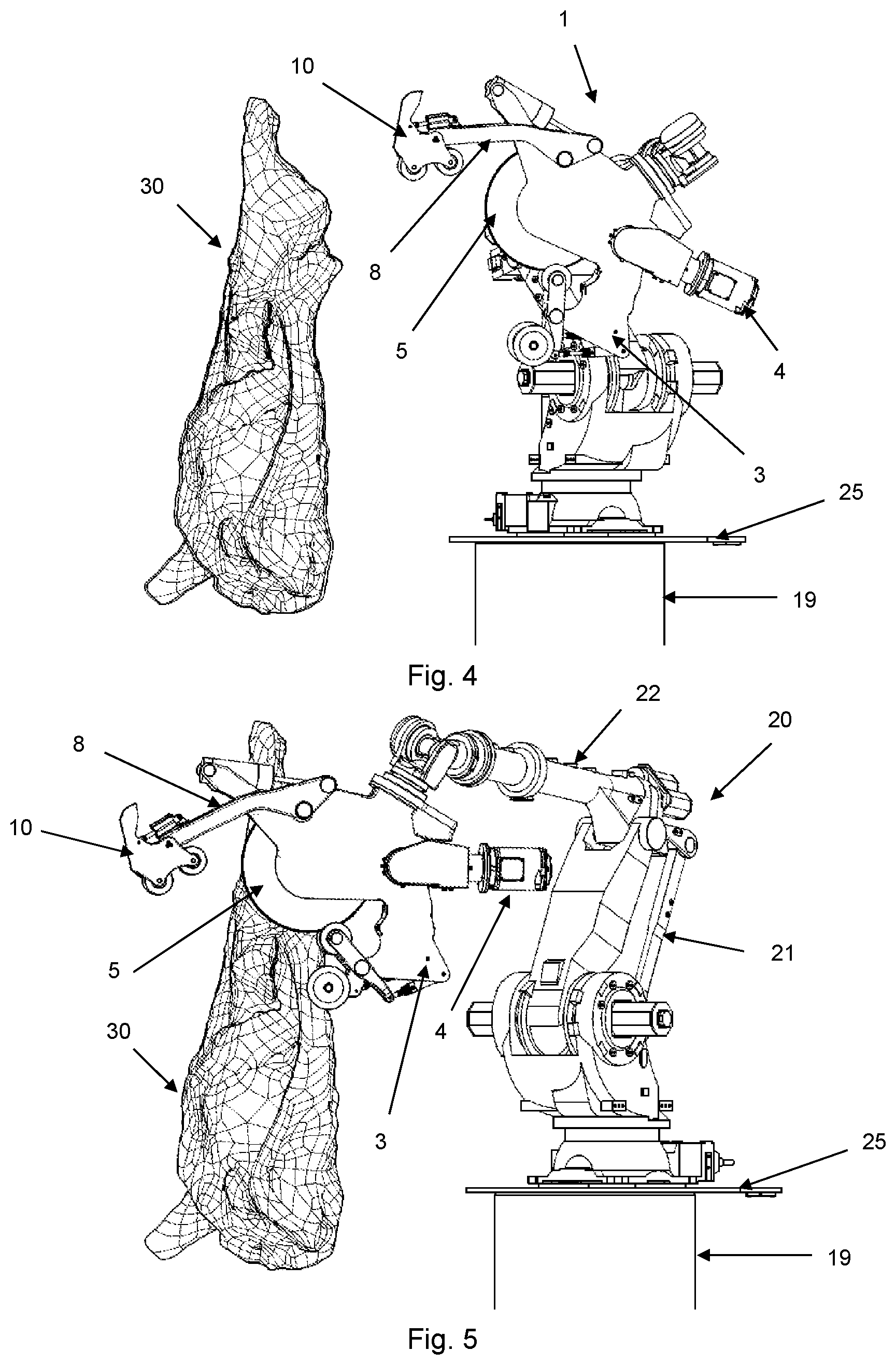 Patent US12376596 Figure 3 – Cutting device for splitting an animal carcass in half and robot incorporating such cutting device