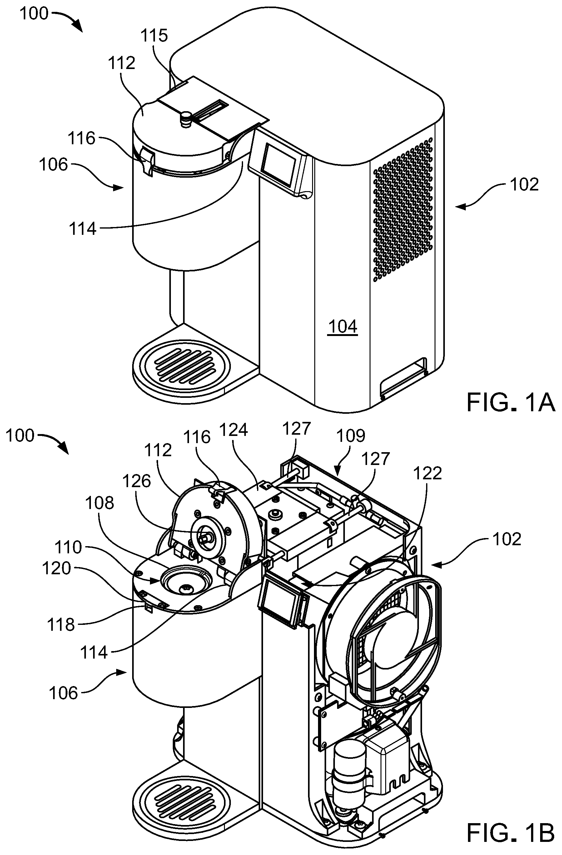 Patent US12376606 Figure 1 – Providing single servings of cooled foods and drinks