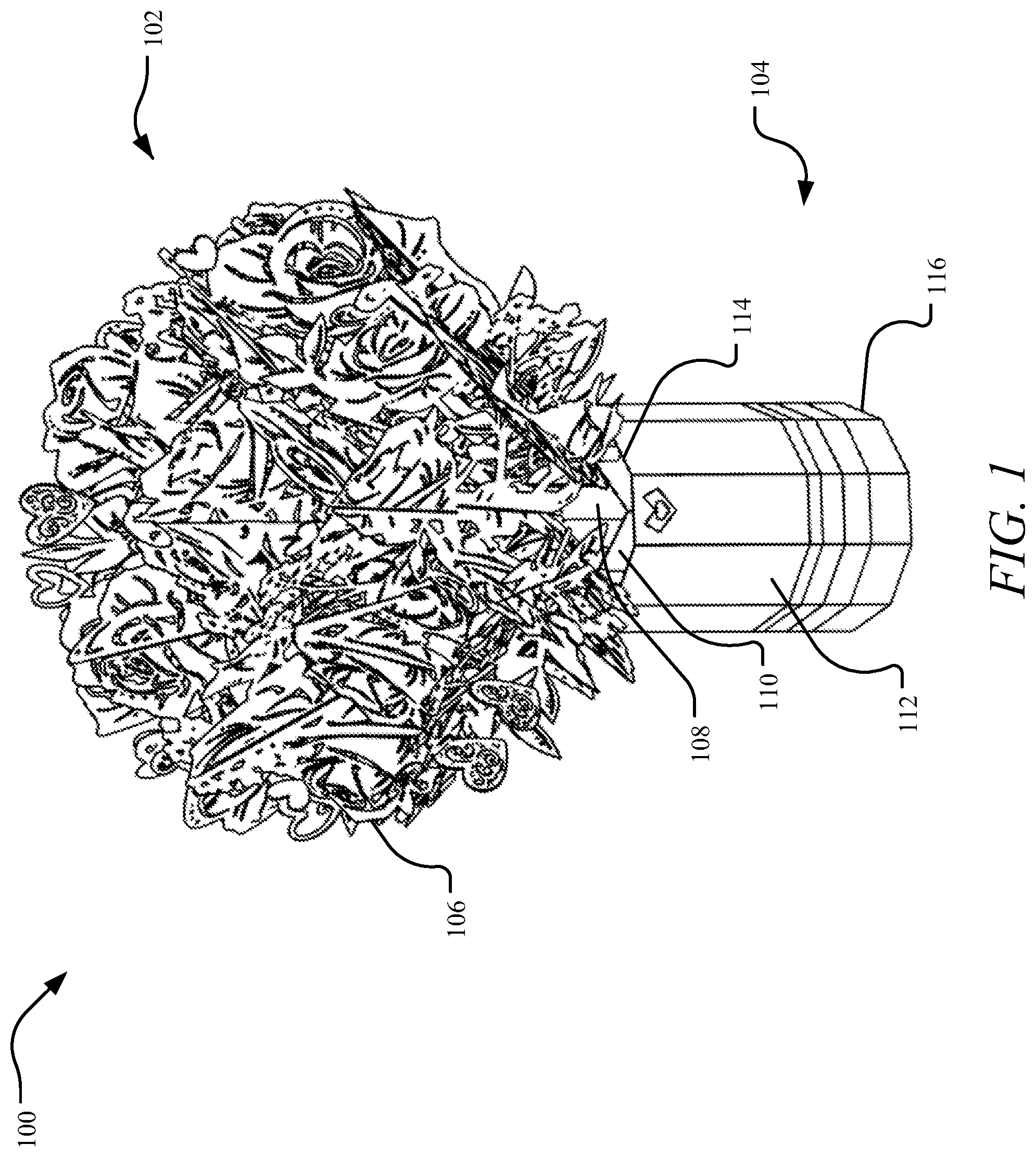 Patent US12376637 Figure 1 – Imitation flower bouquet system