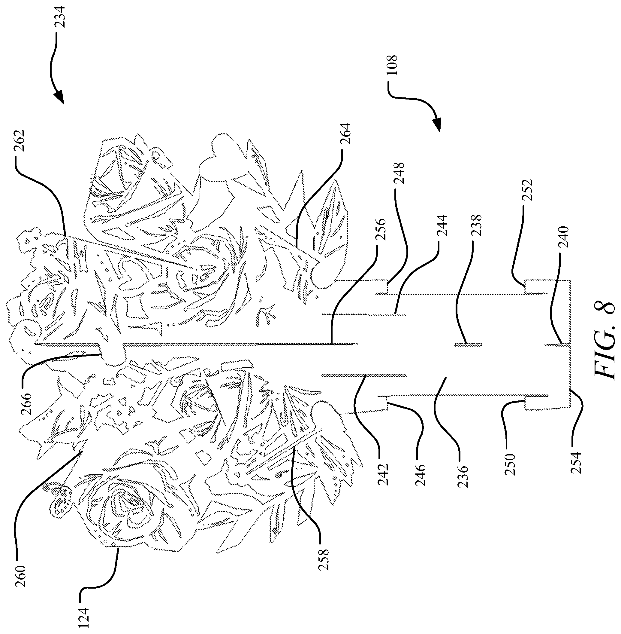 Patent US12376637 Figure 8 – Imitation flower bouquet system