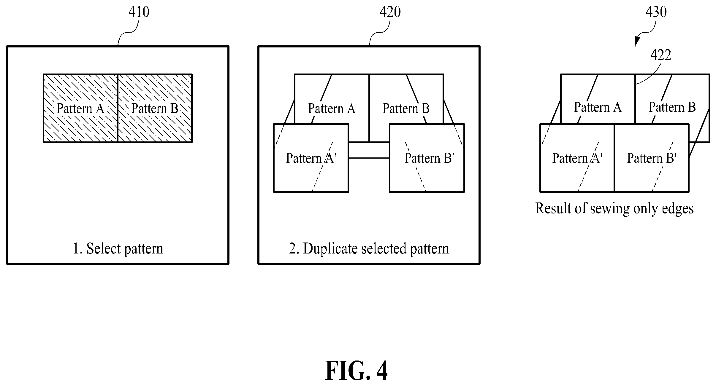 Patent US12376638 Figure 5 – Faciliating designing of garment by duplicating pattern piece in three-dimensional space