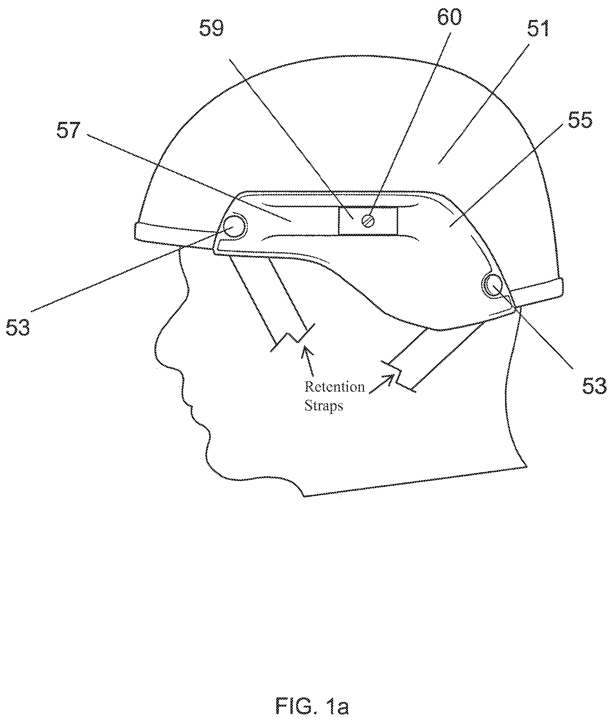 Patent US12376639 Figure 1 – Hinged attachment of headgear to a helmet
