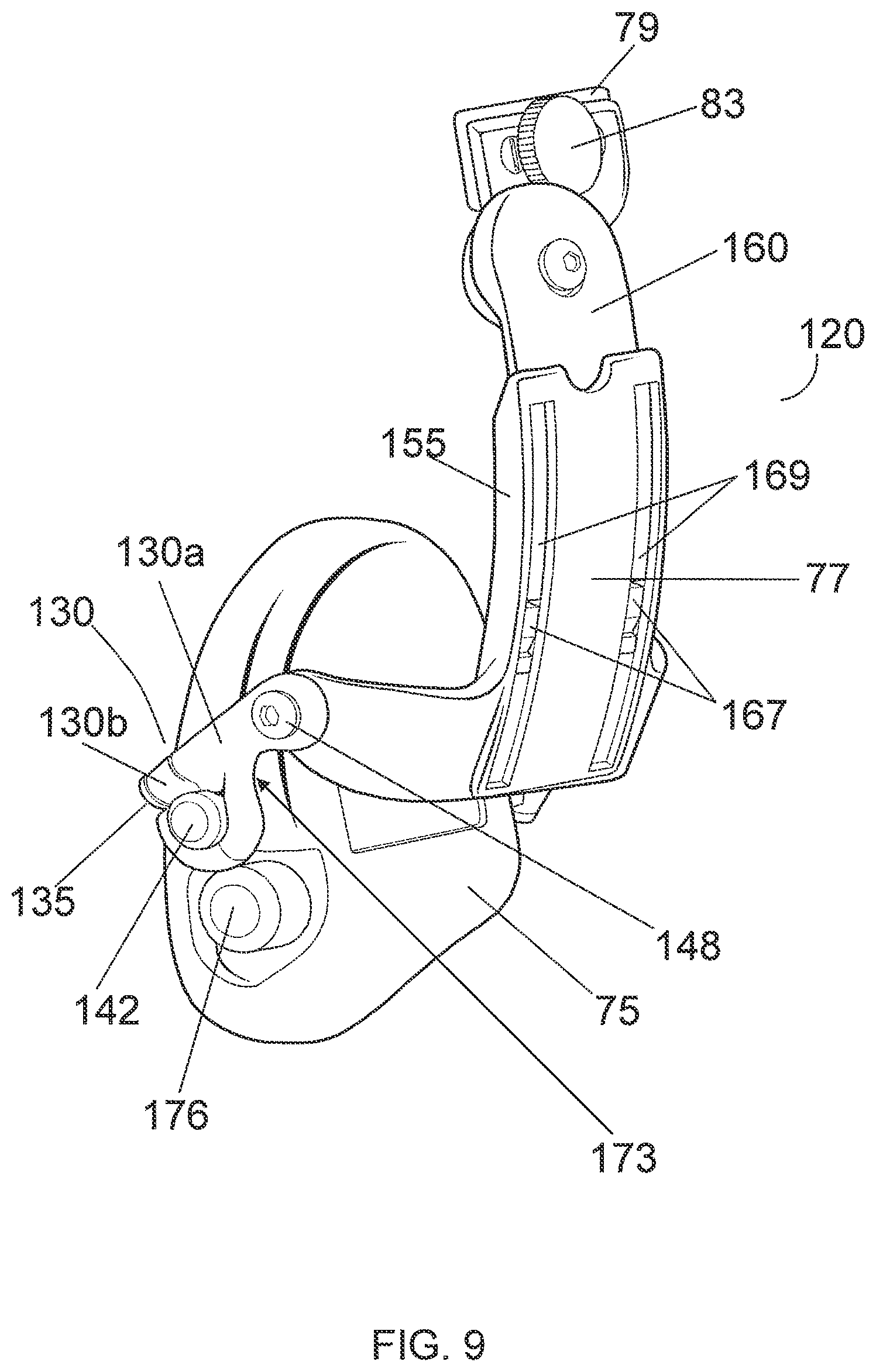 Patent US12376639 Figure 13 – Hinged attachment of headgear to a helmet