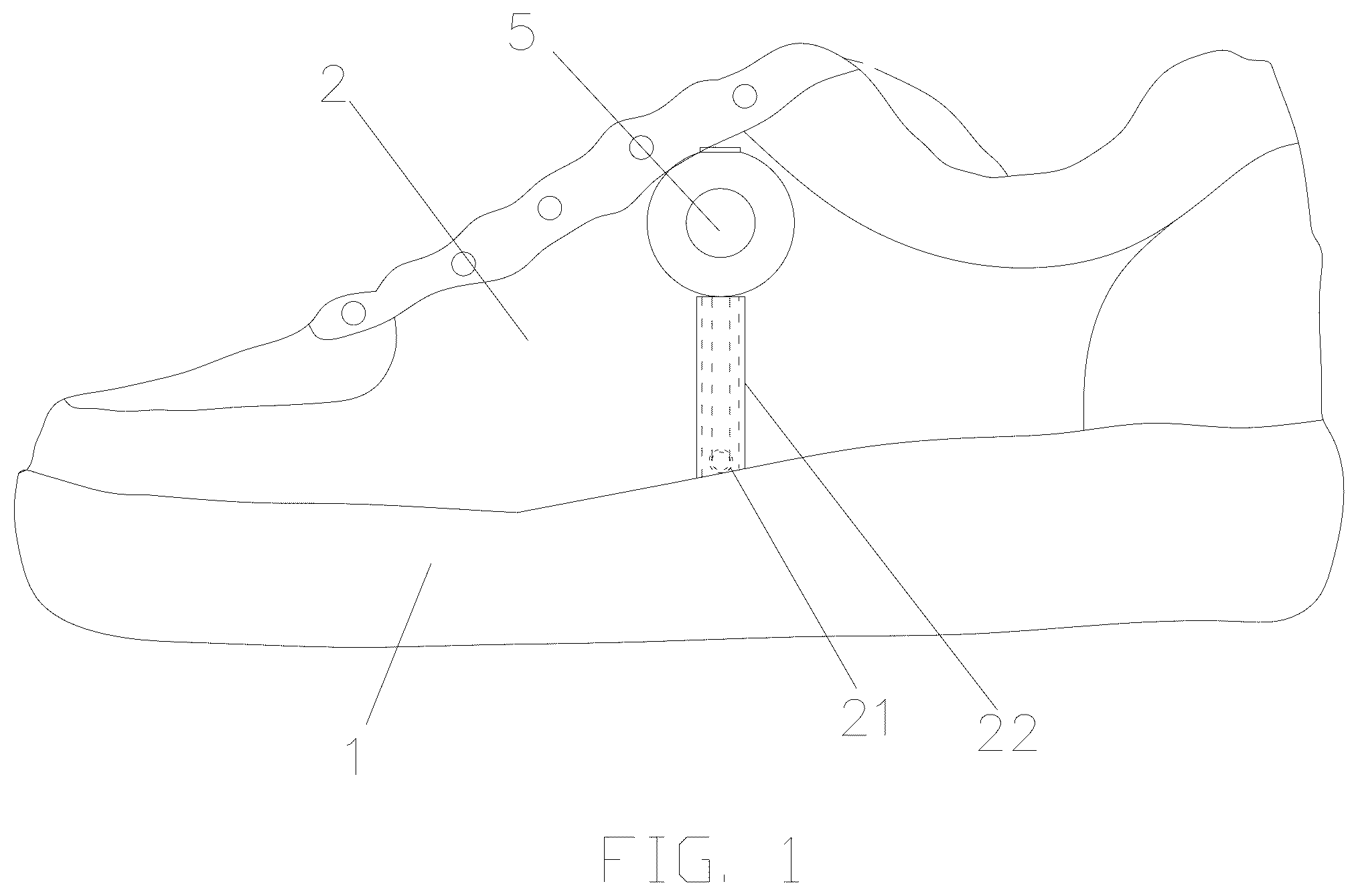 Patent US12376641 Figure 1 – Sports shoe for flat foot prevention and correction