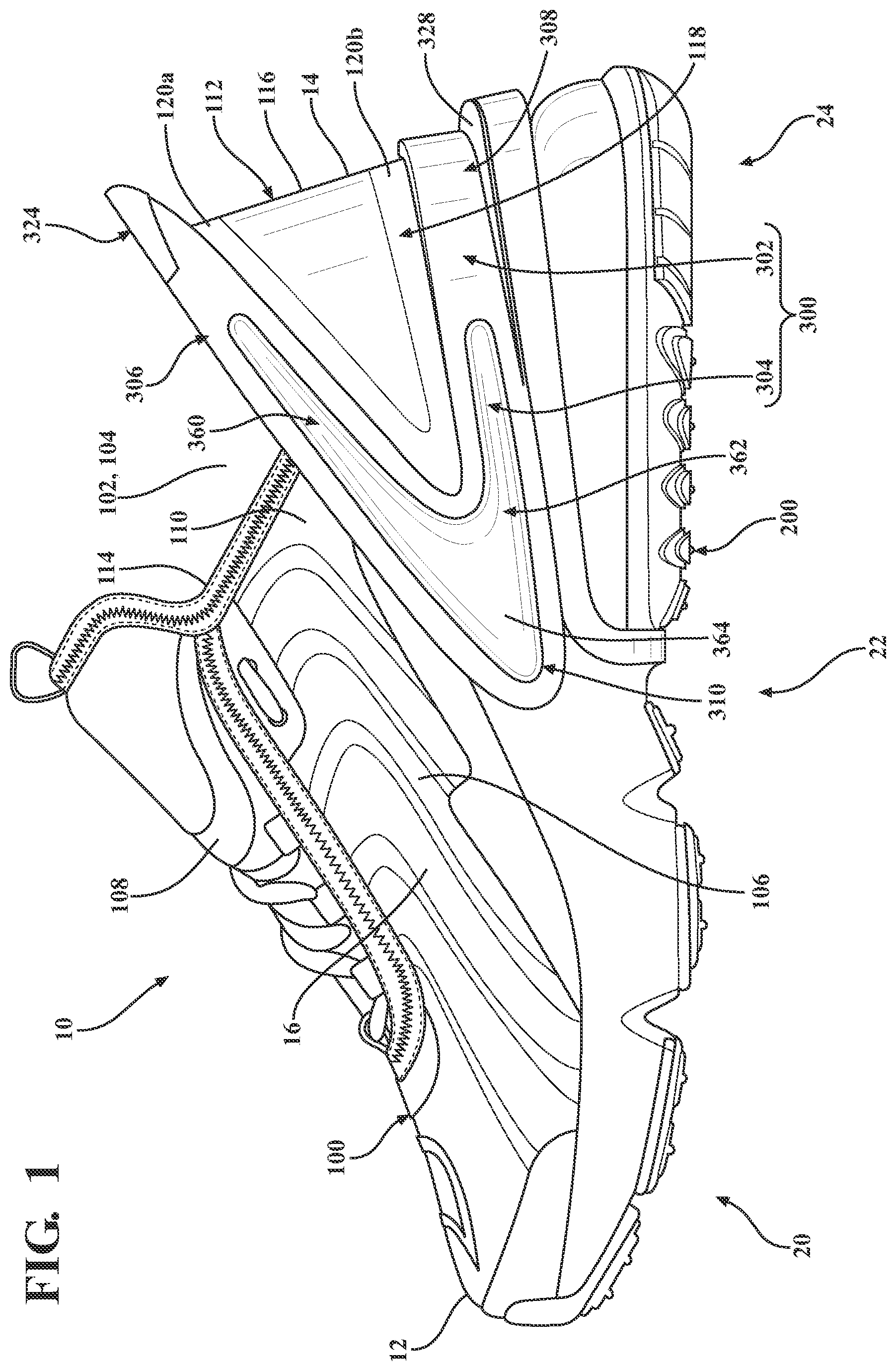 Patent US12376643 Figure 1 – Footwear heel retention device