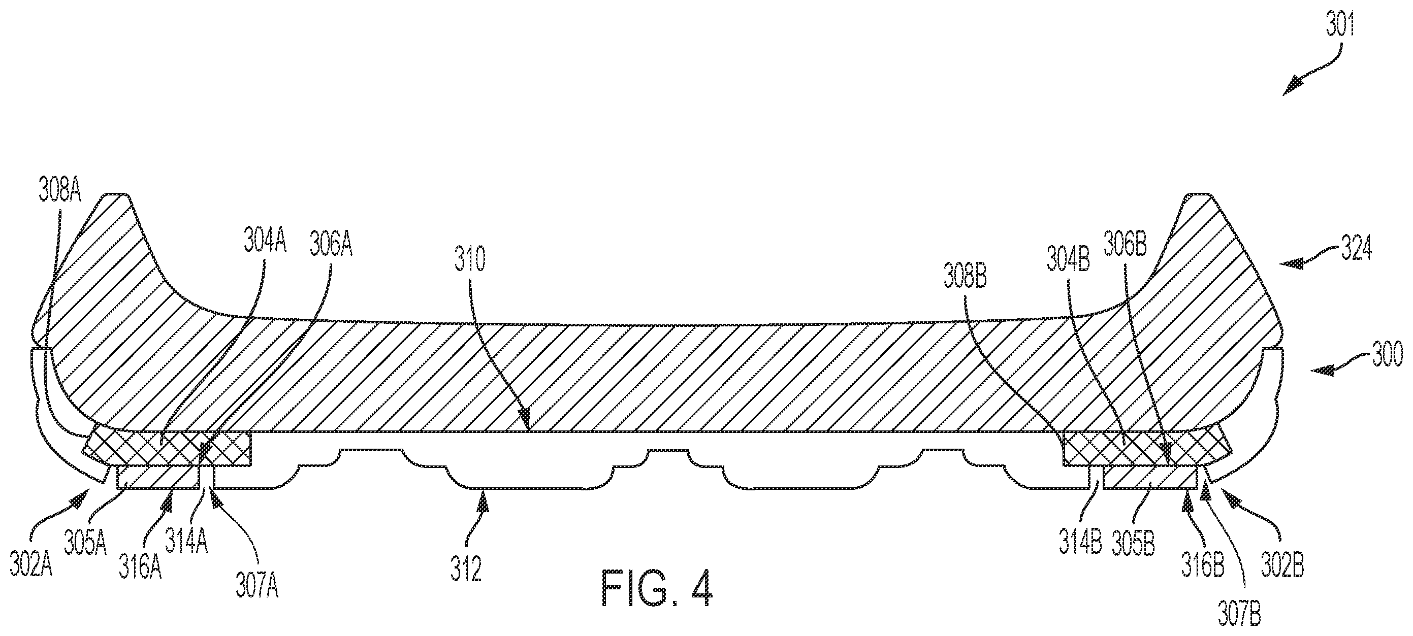 Patent US12376645 Figure 4 – Outsoles having traction inserts