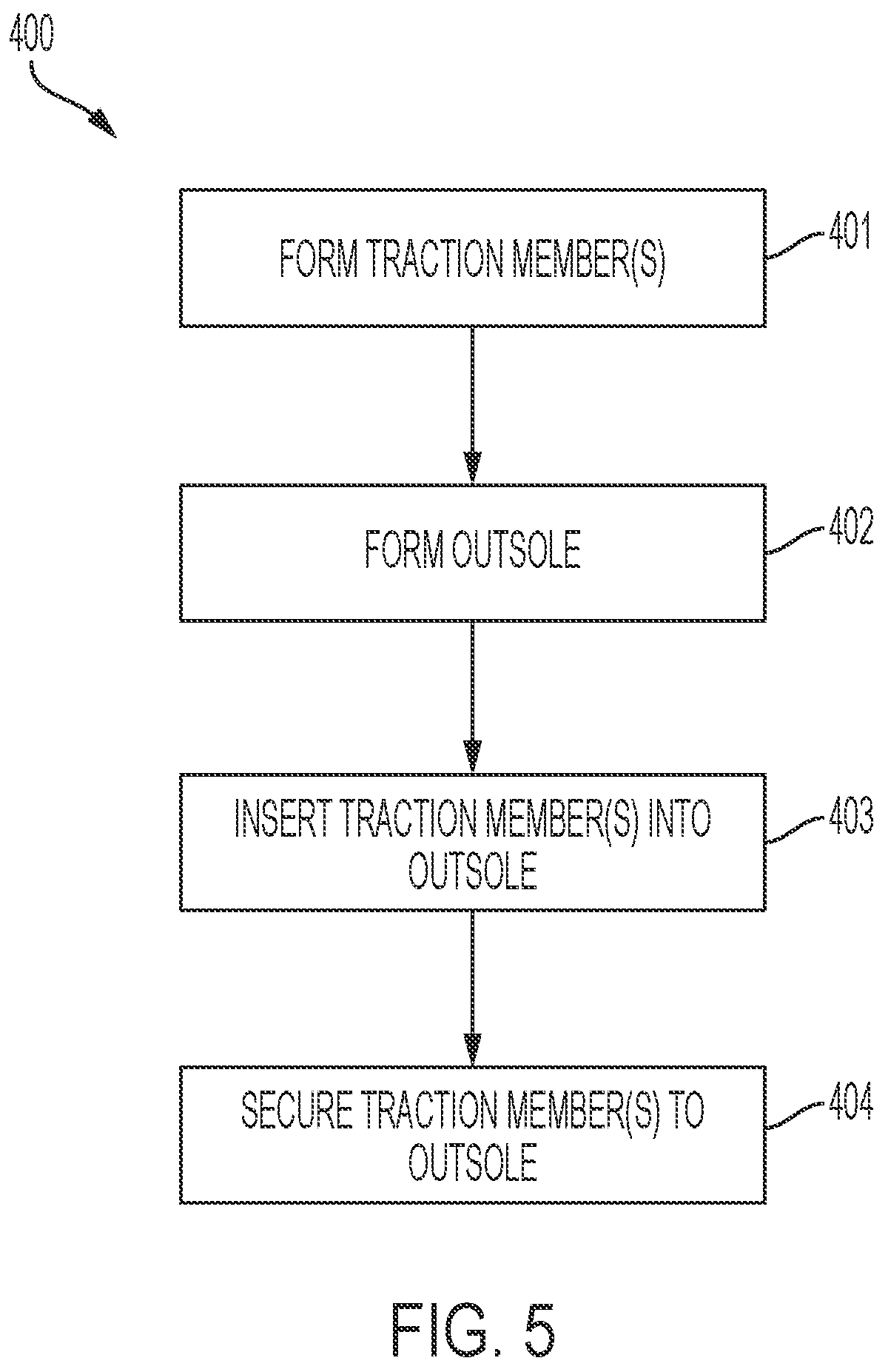 Patent US12376645 Figure 5 – Outsoles having traction inserts