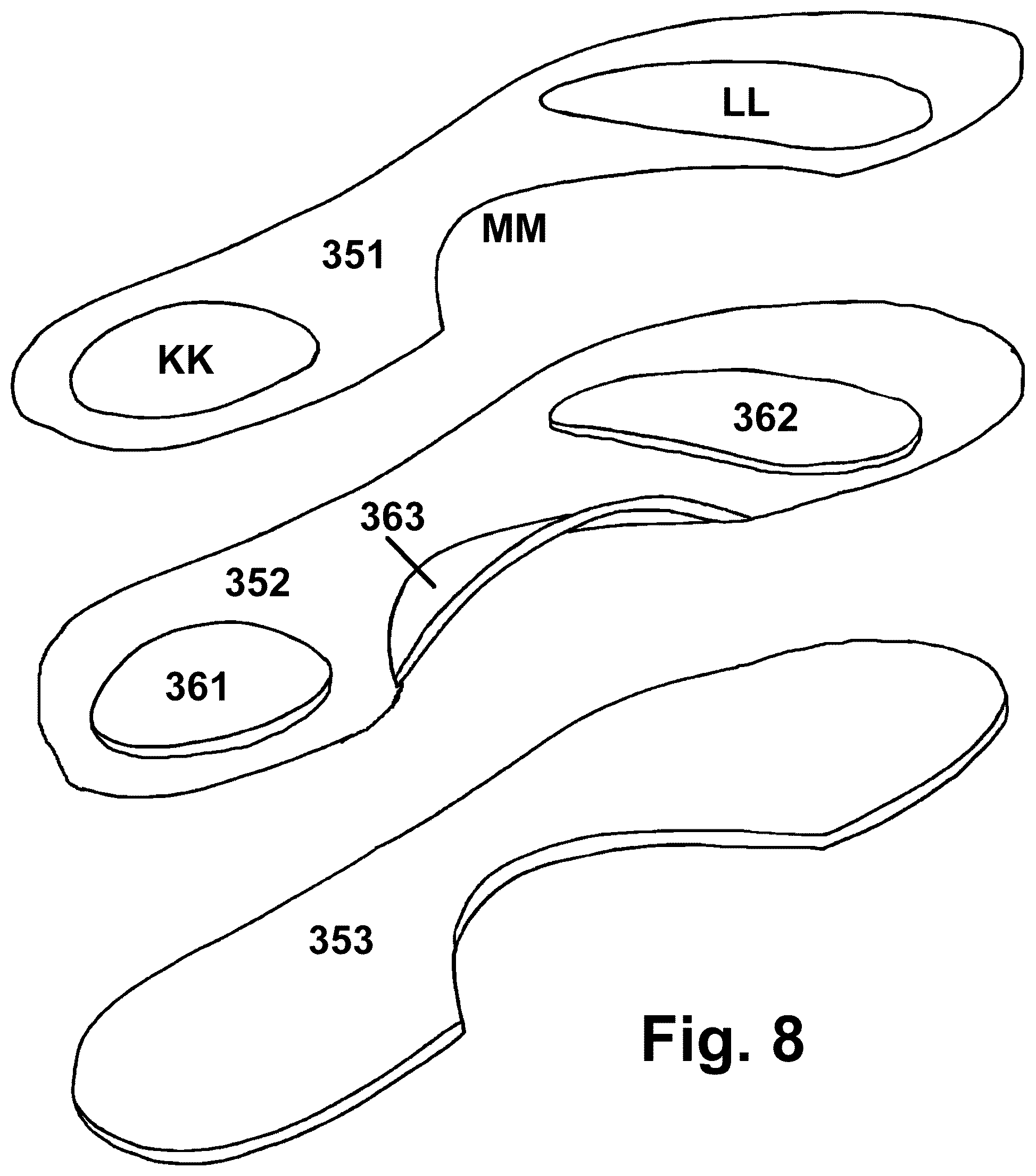Patent US12376646 Figure 11 – Shoe and footwear with integrated insole or sole having sand-containing chambers and having sensors and electrical stimulation units