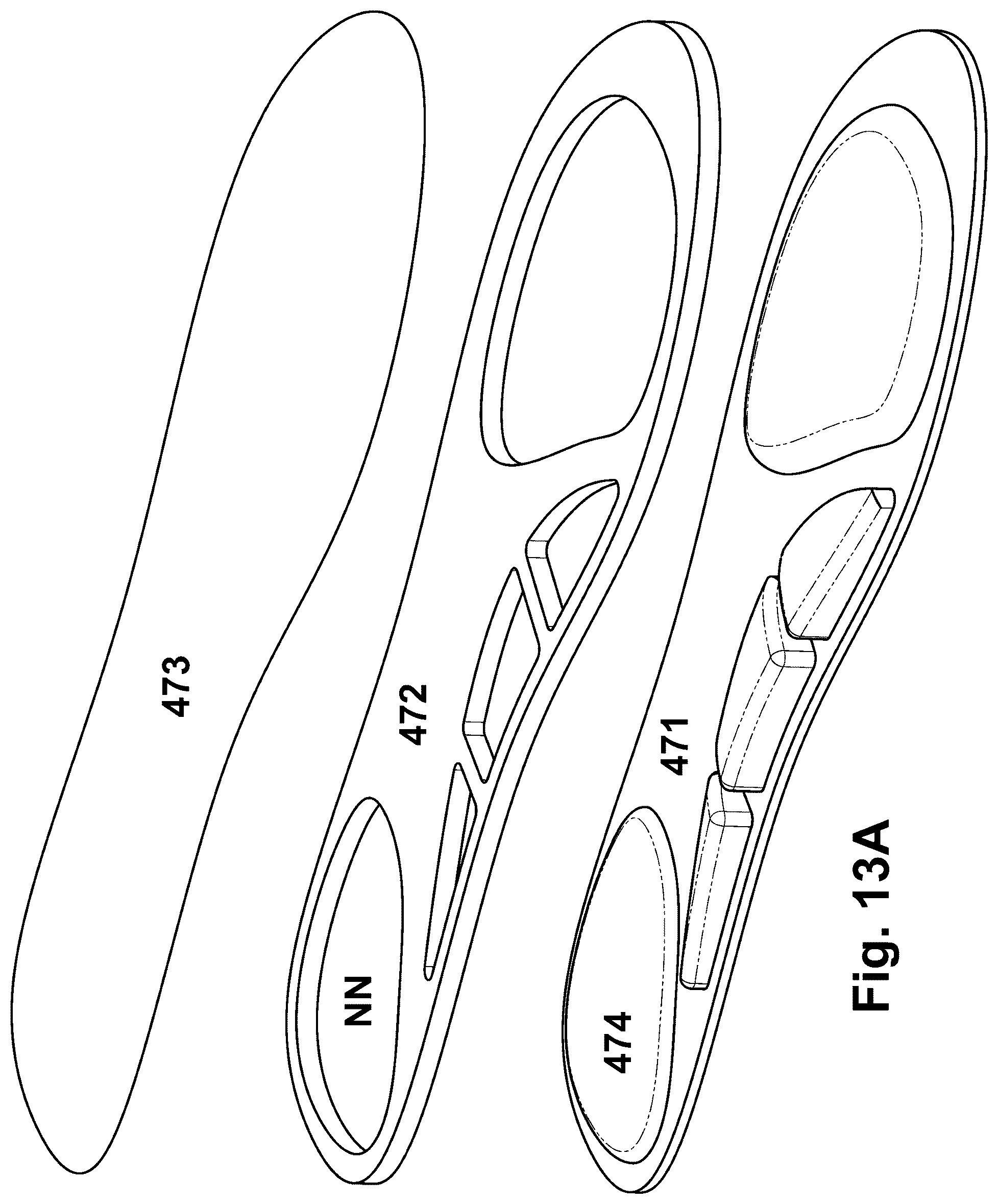 Patent US12376646 Figure 18 – Shoe and footwear with integrated insole or sole having sand-containing chambers and having sensors and electrical stimulation units