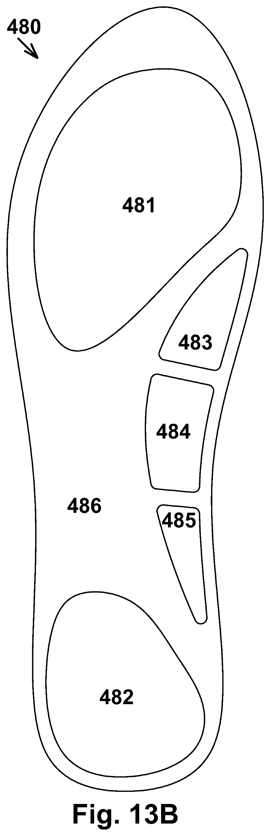 Patent US12376646 Figure 19 – Shoe and footwear with integrated insole or sole having sand-containing chambers and having sensors and electrical stimulation units