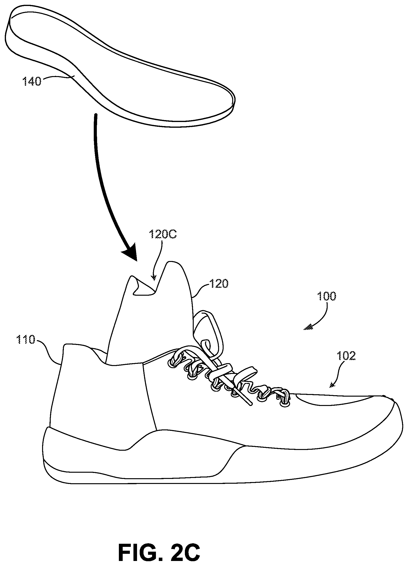 Patent US12376648 Figure 9 – Article of footwear including lace-engaging slots and foot wrapping bands