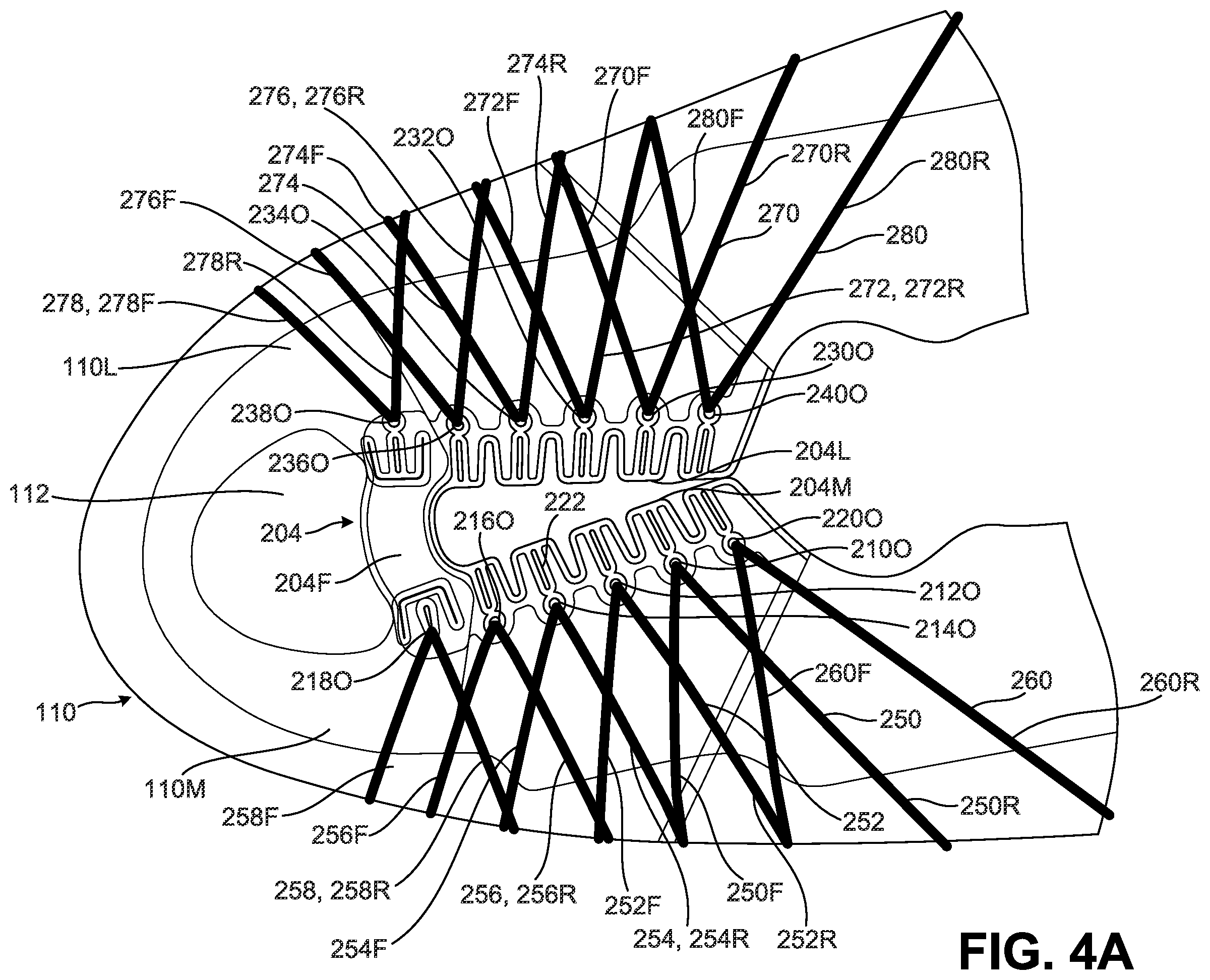 Patent US12376648 Figure 11 – Article of footwear including lace-engaging slots and foot wrapping bands